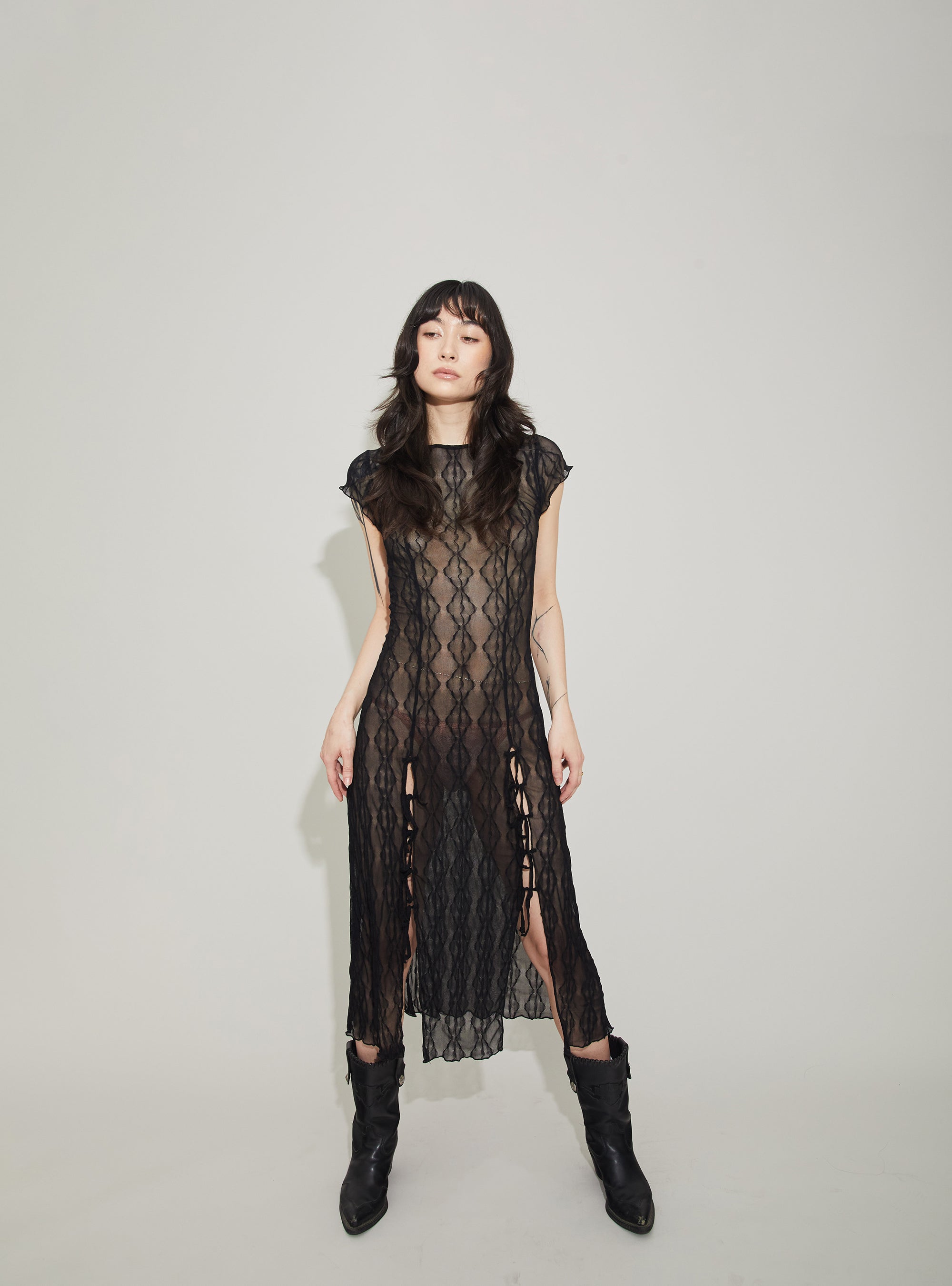 long sleeve lace floral dress Floral Lace Trim Long Sleeve Dress main image 0