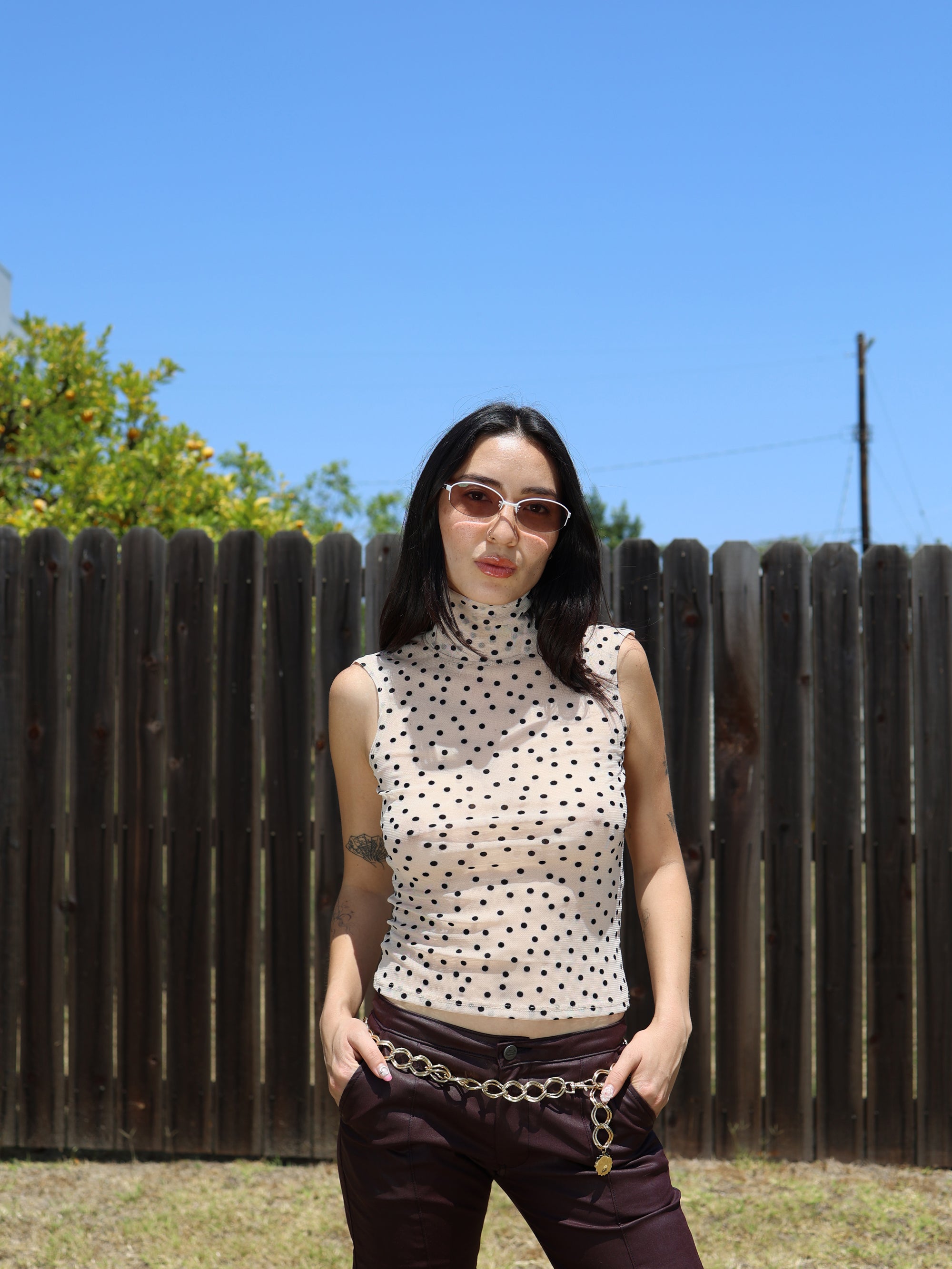 Polka Dot Mesh Tank