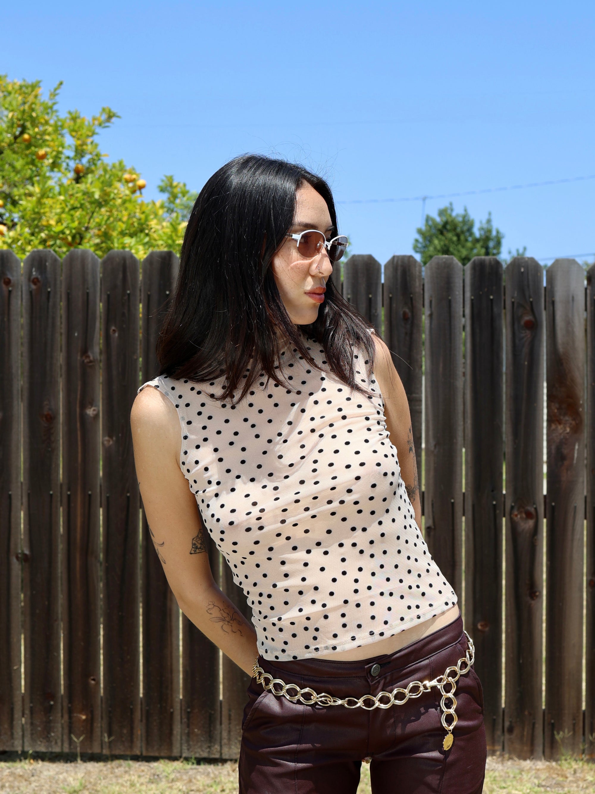 Polka Dot Mesh Tank