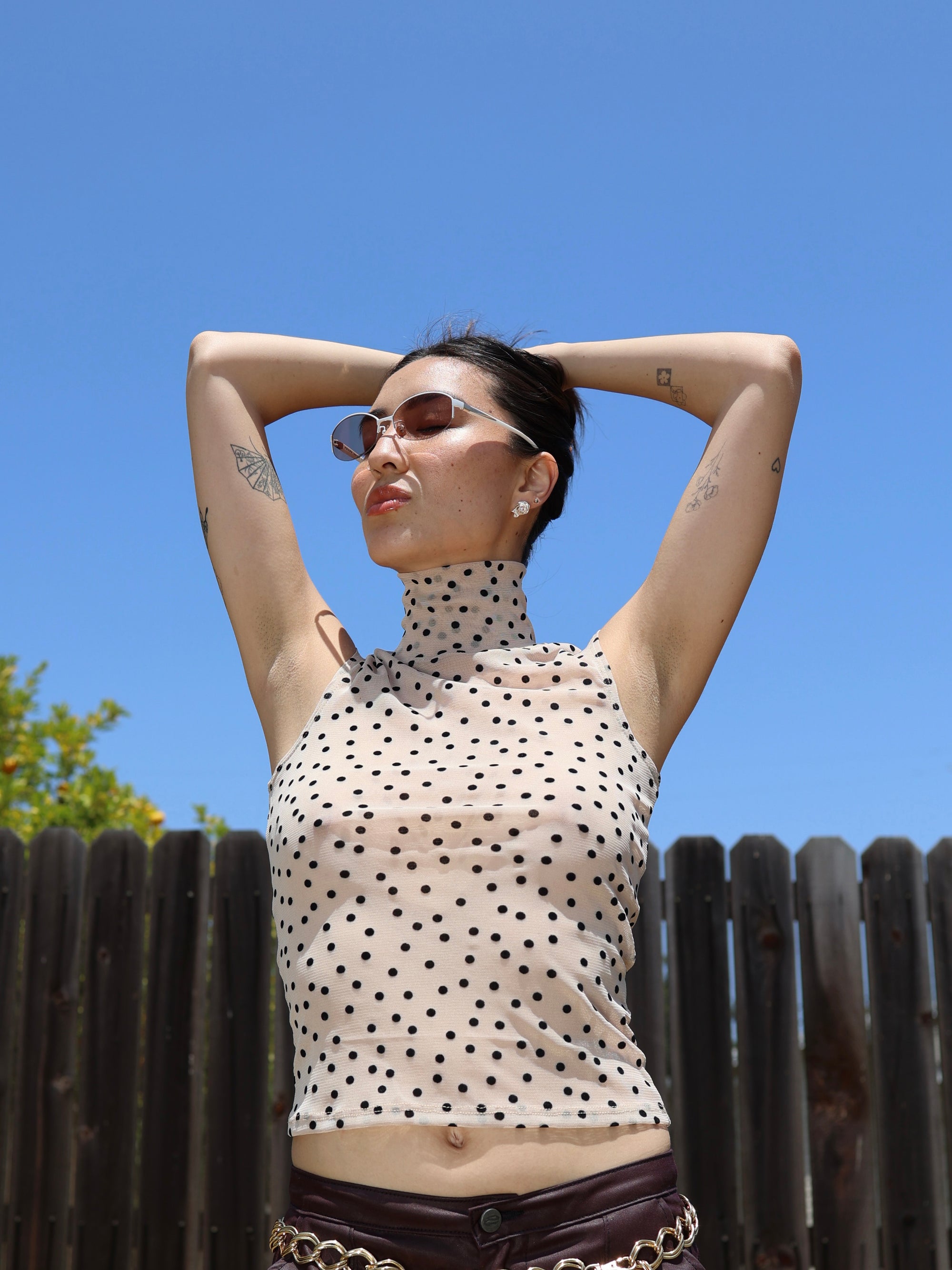 Polka Dot Mesh Tank