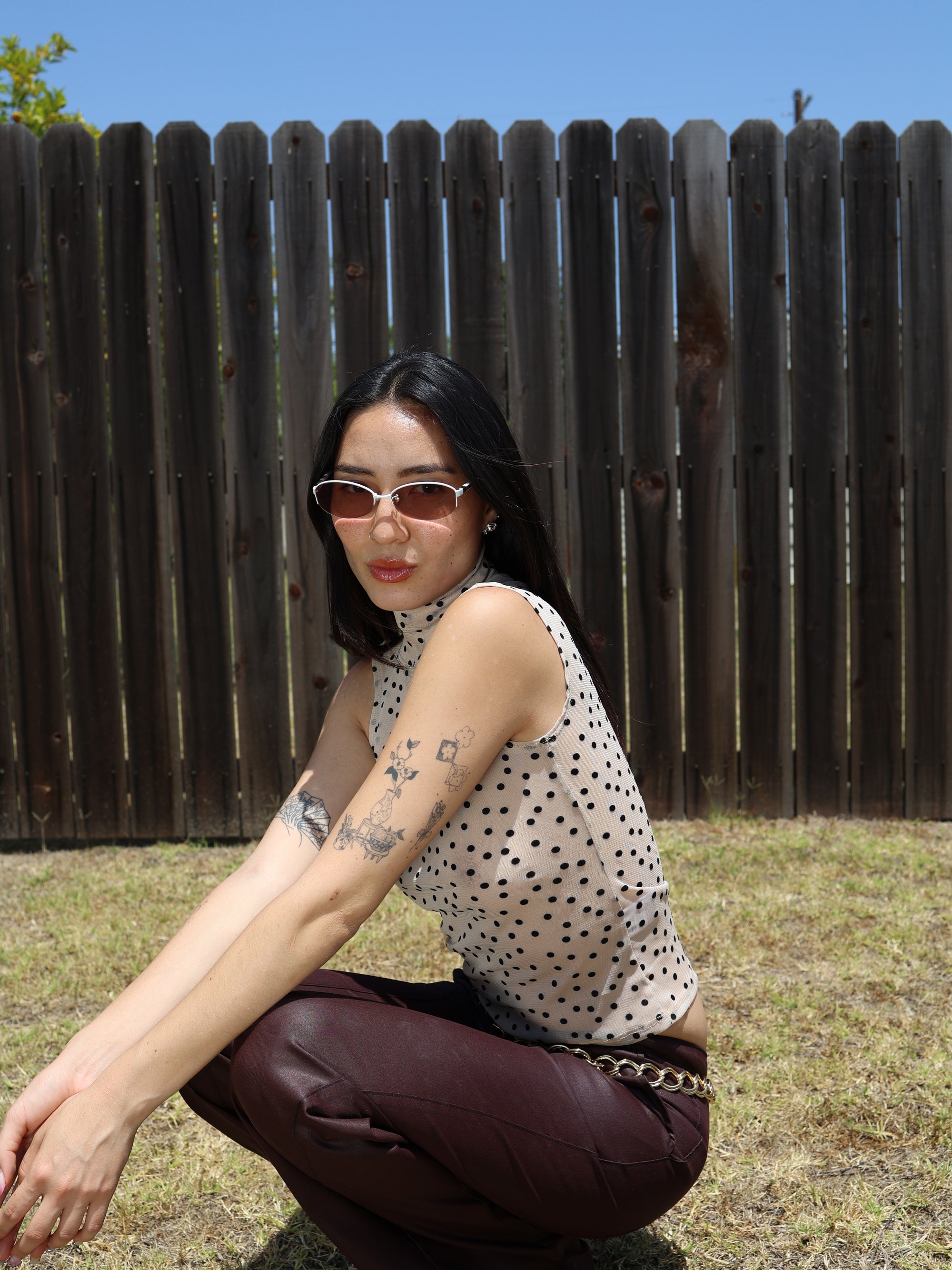 Polka Dot Mesh Tank