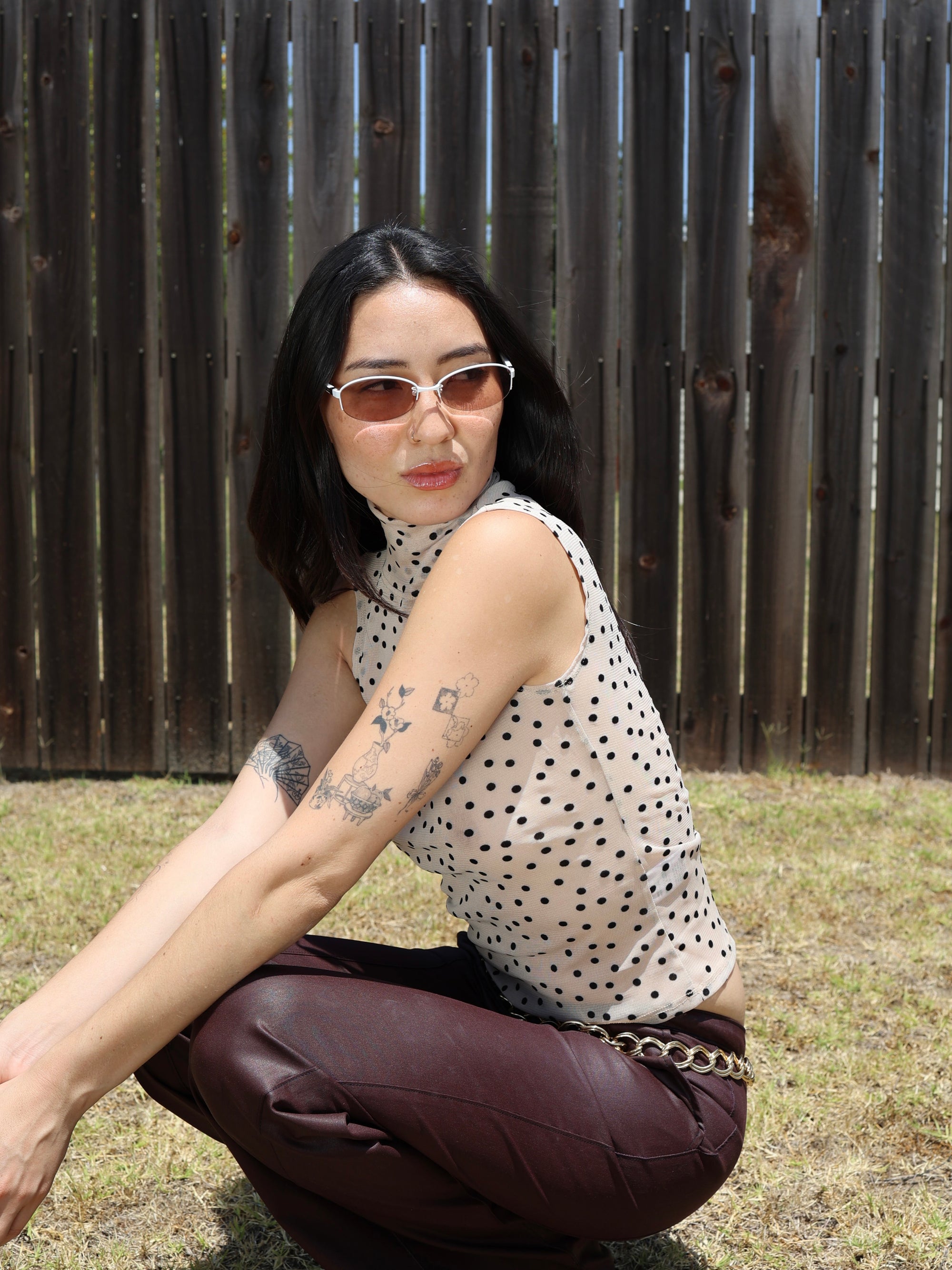 Polka Dot Mesh Tank