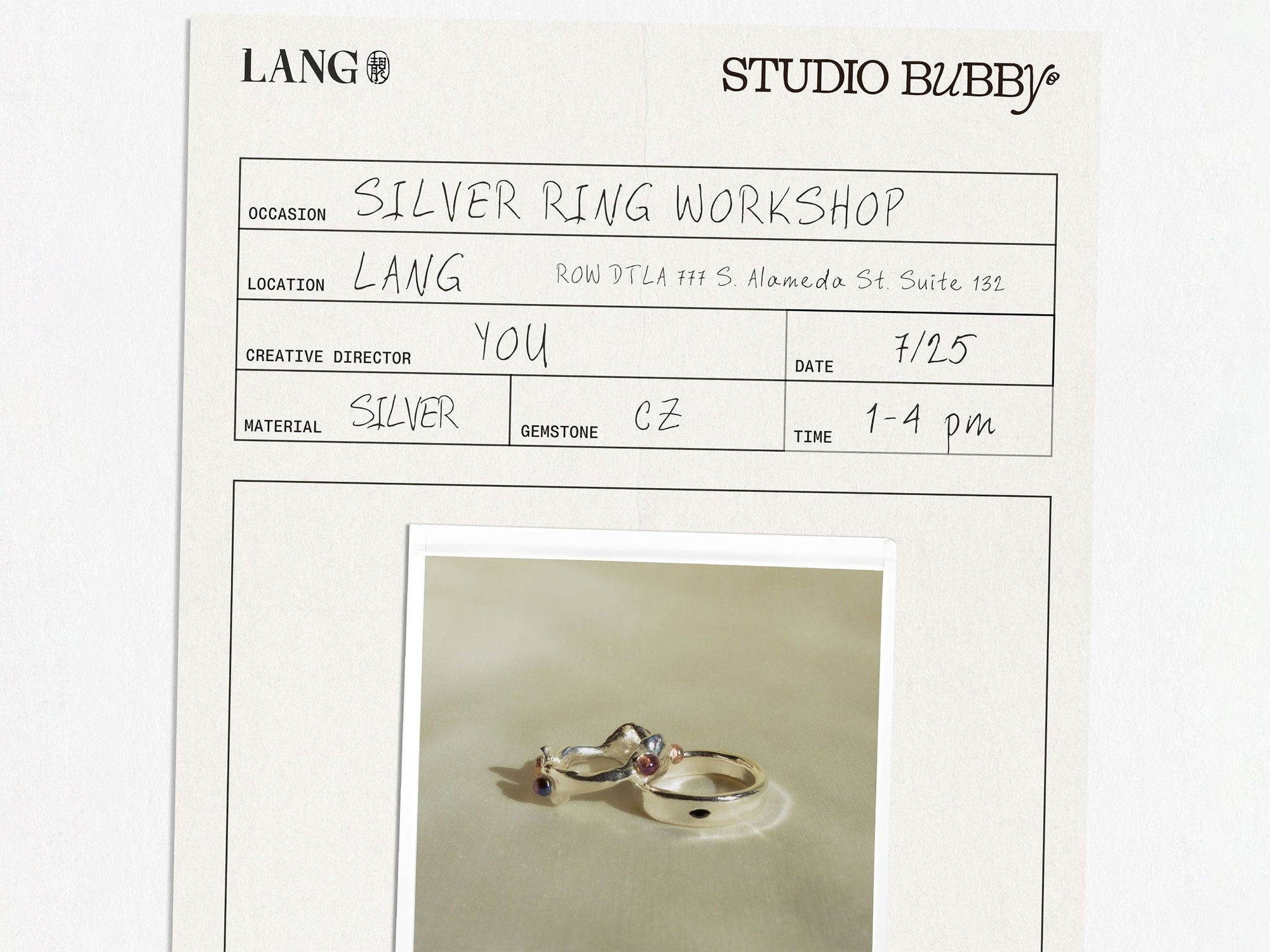 Studio Bubby Silver Ring Workshop