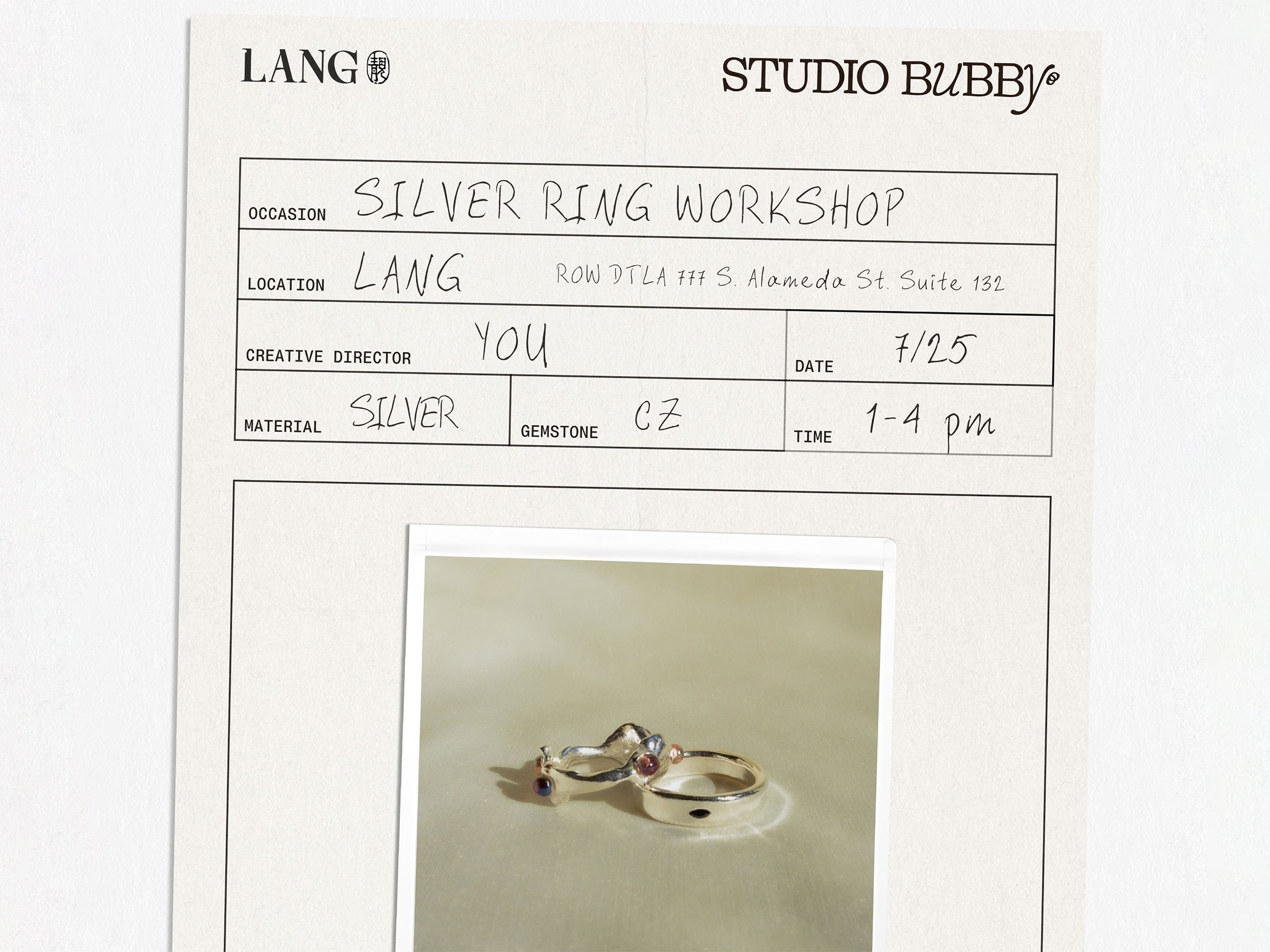 Studio Bubby Silver Ring Workshop