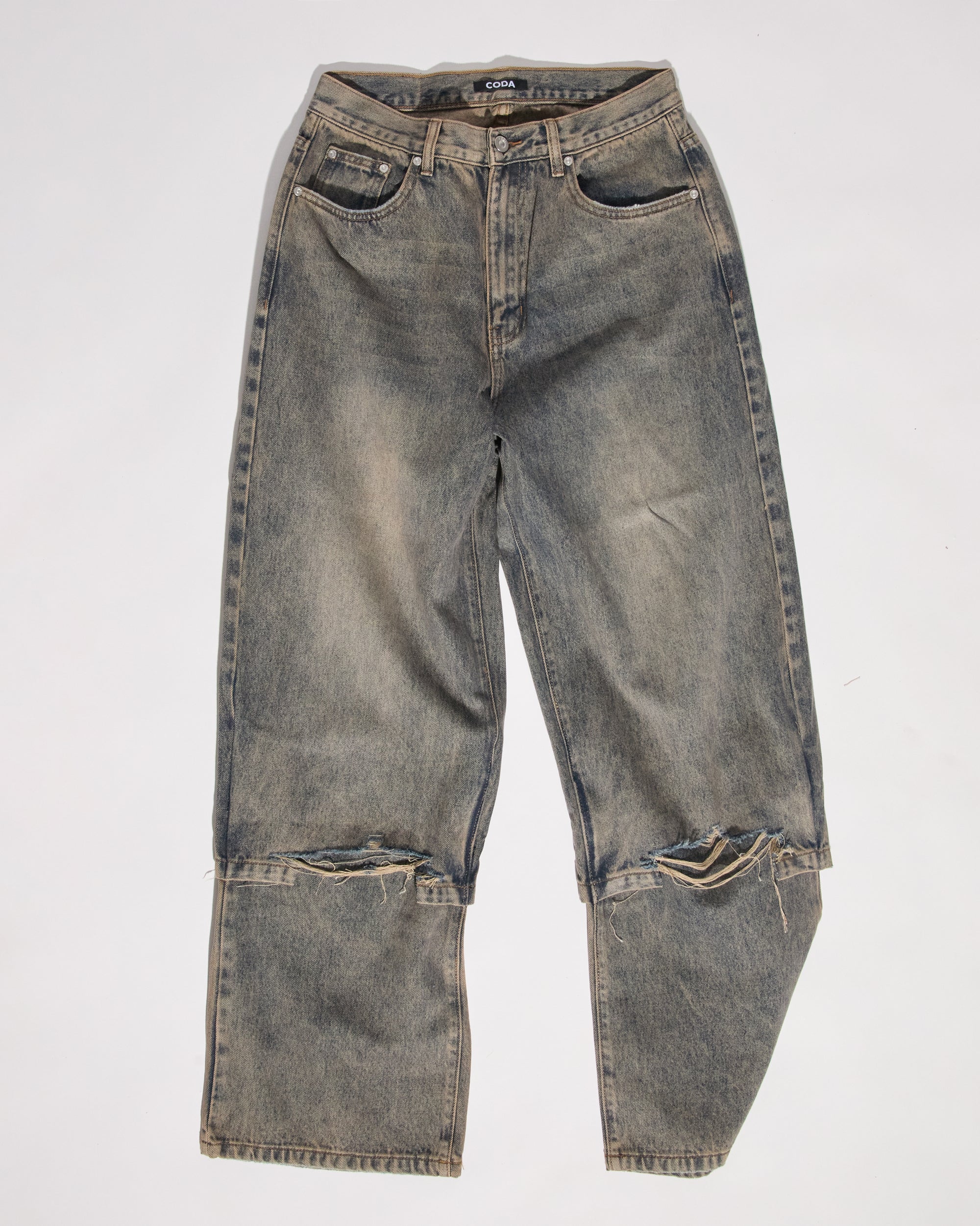 Acid Wash Layered Hybrid Jeans