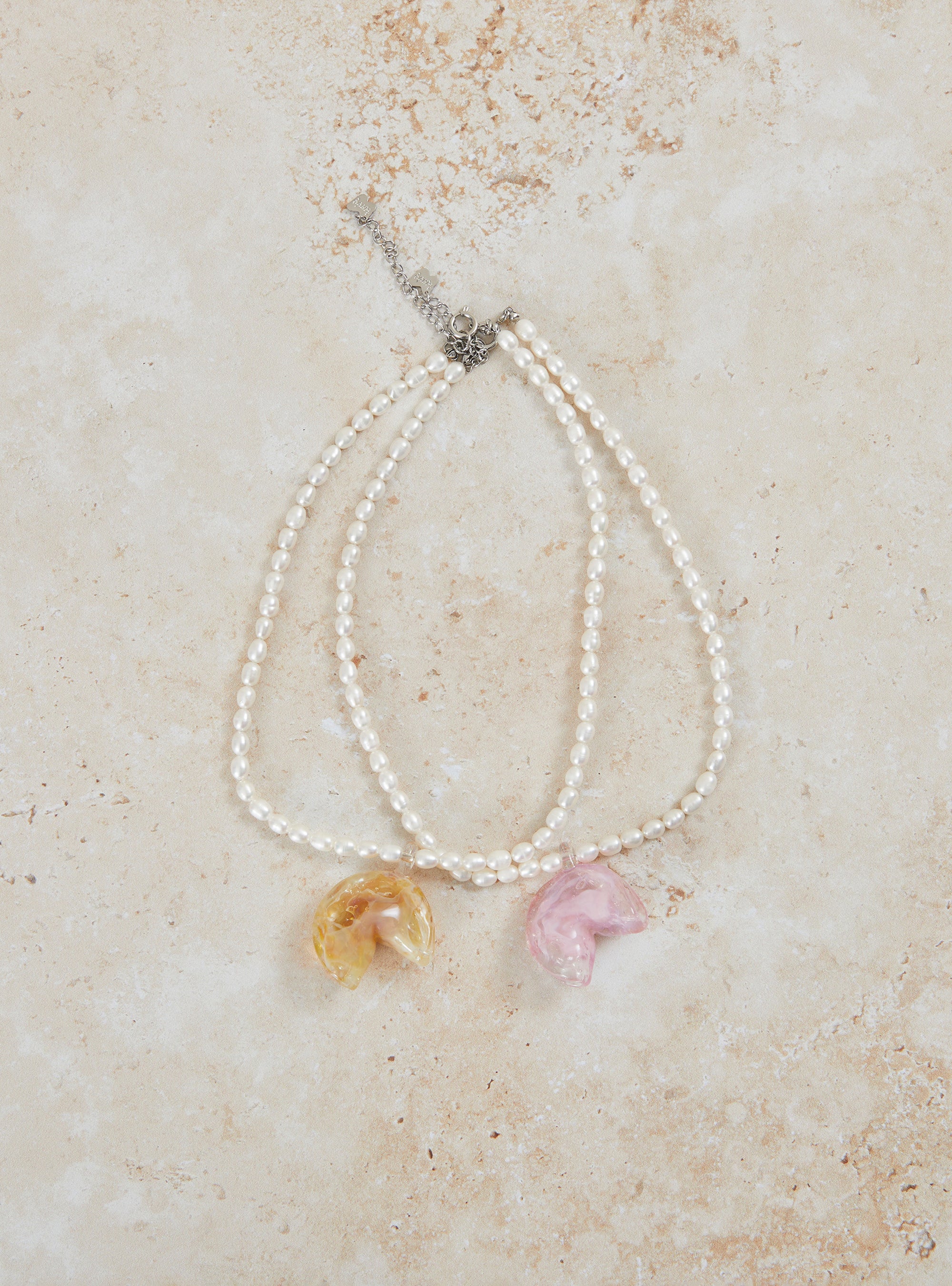 *EXCLUSIVE* Glass Fortune Cookie Pearl Necklace