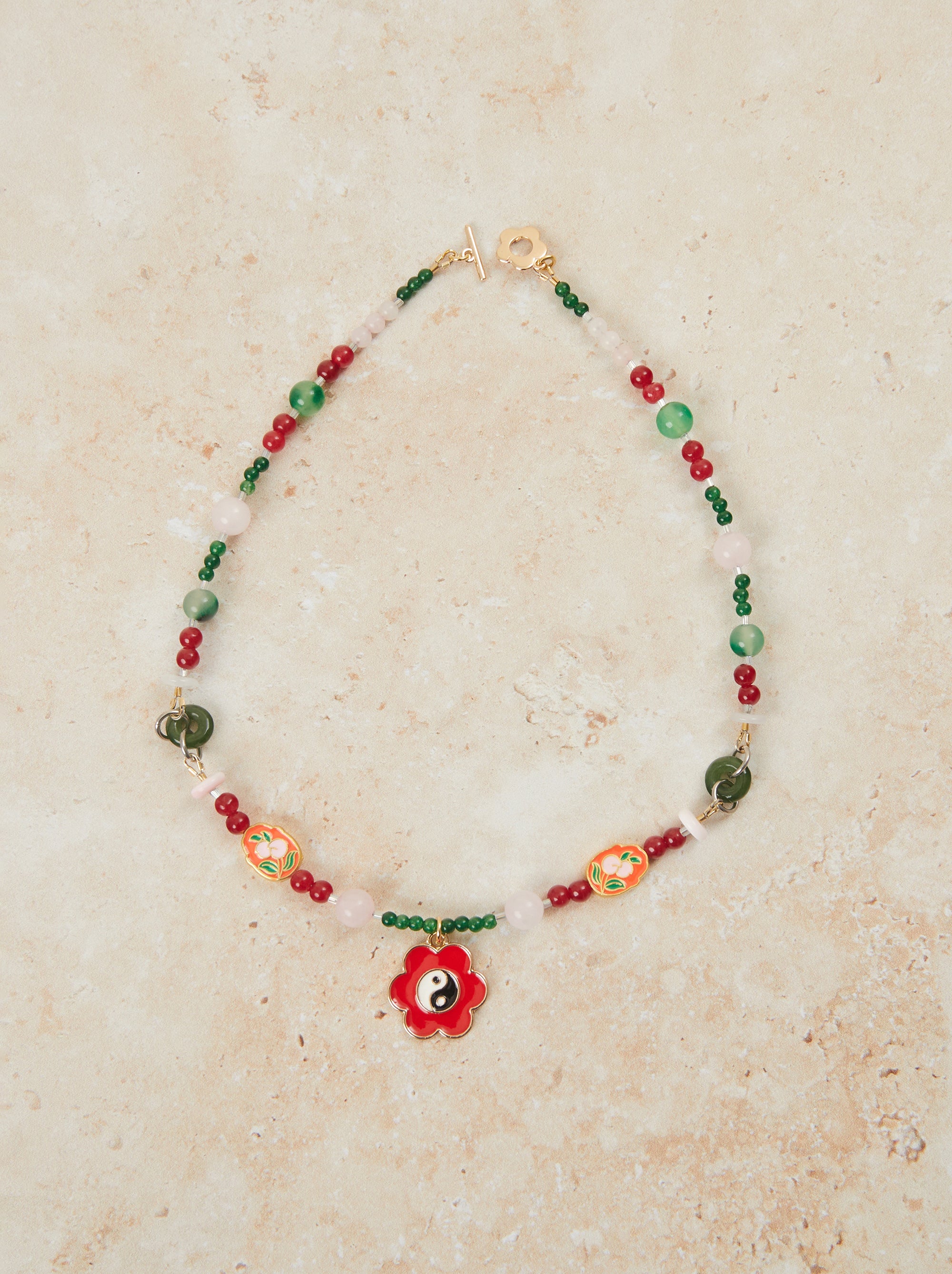 Chinese Flower Plague Necklace