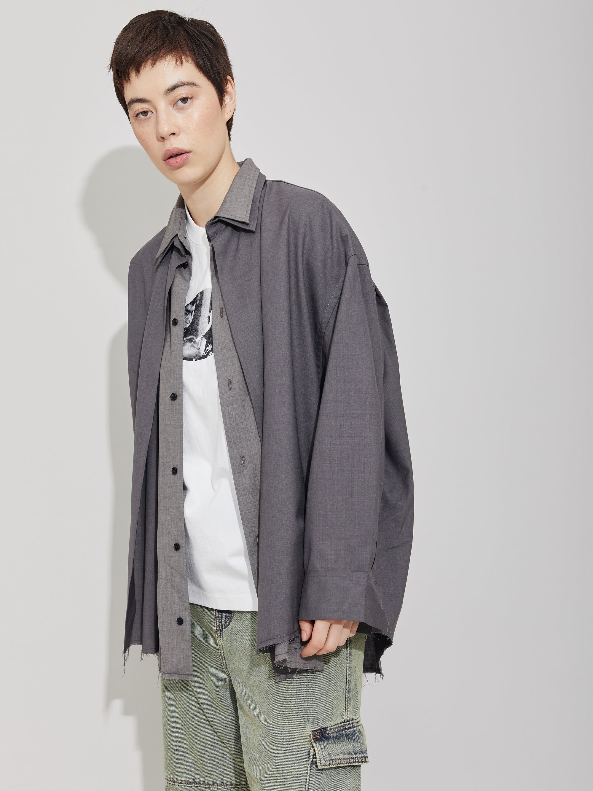 reversible dress shirt Dust Grey 2-In-1 Double Layered Reversible Hybrid Shirt