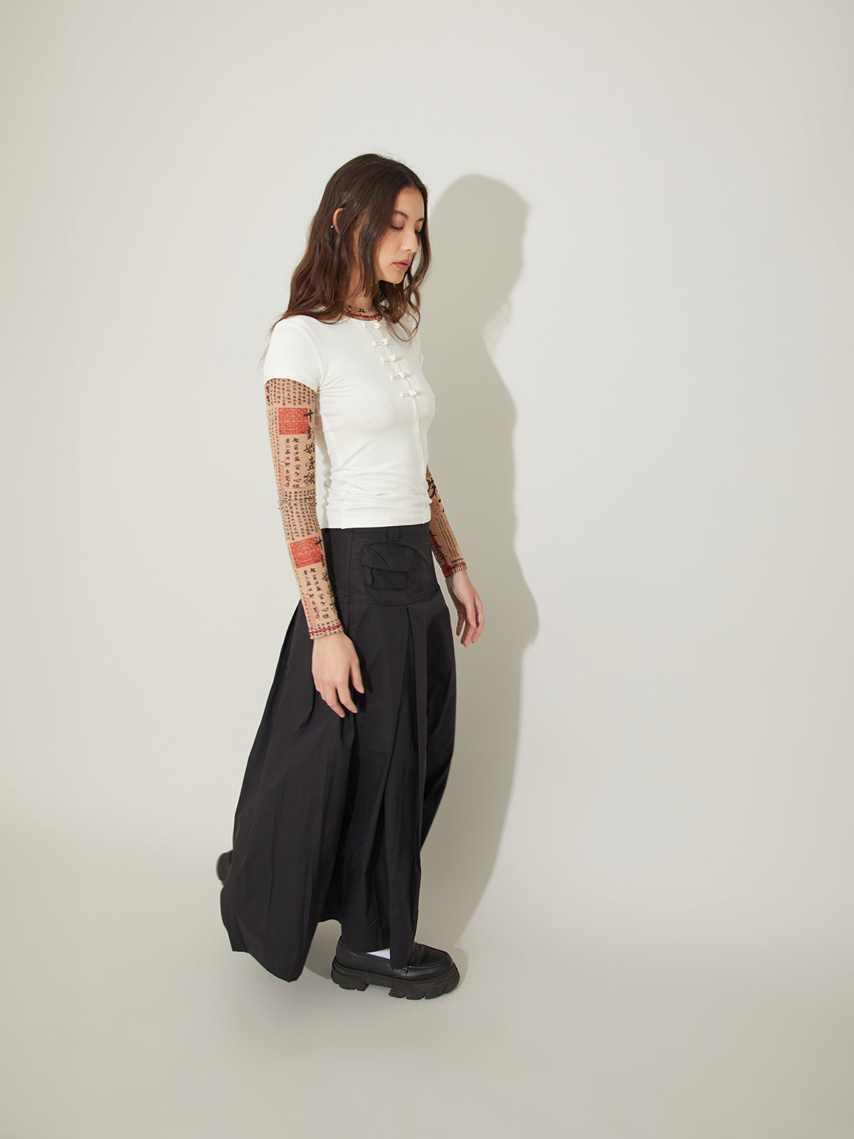 Pleated Utility Midi Skirt