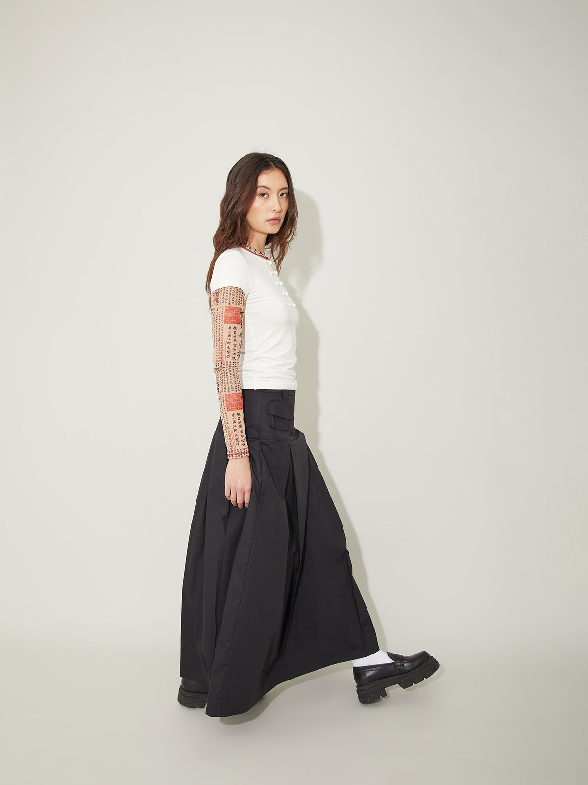 Pleated Utility Midi Skirt