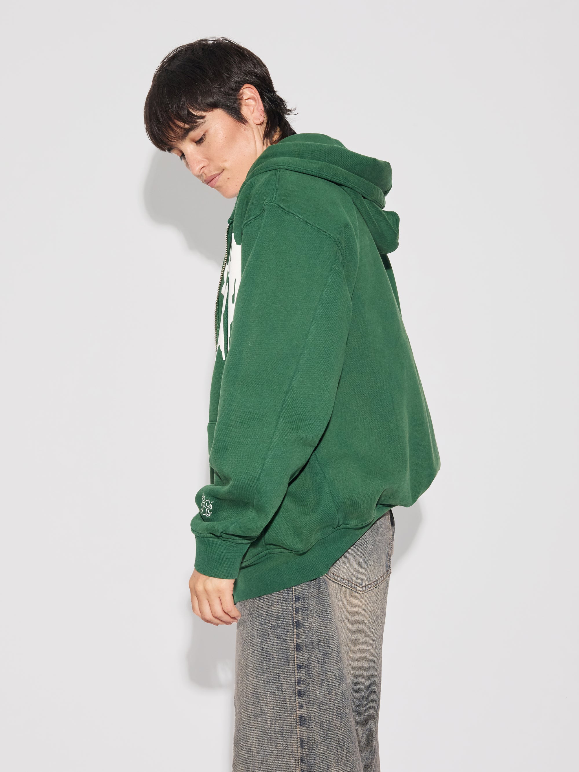 Spiky Script Zip Hoodie Sweatshirt