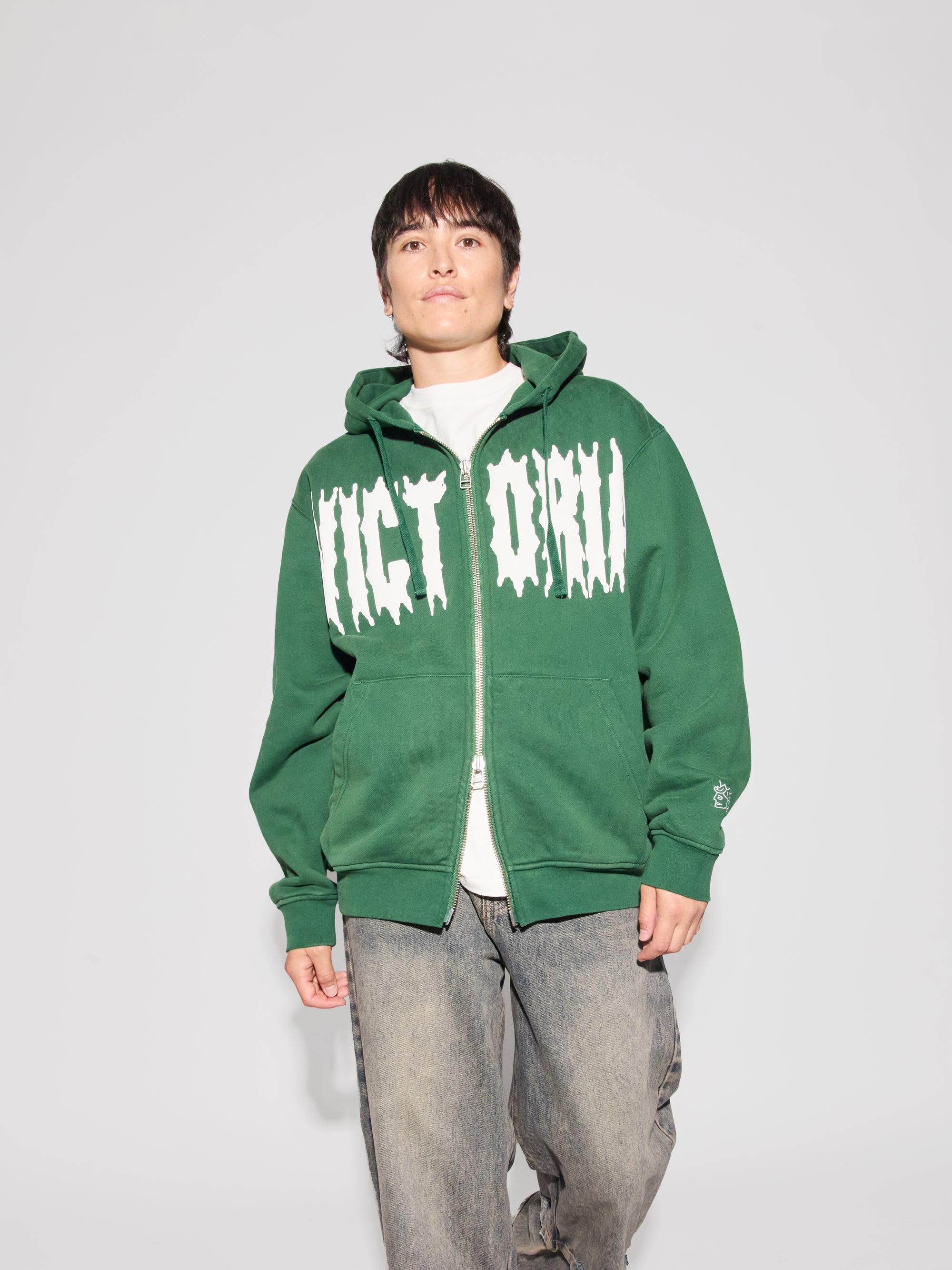 Spiky Script Zip Hoodie Sweatshirt