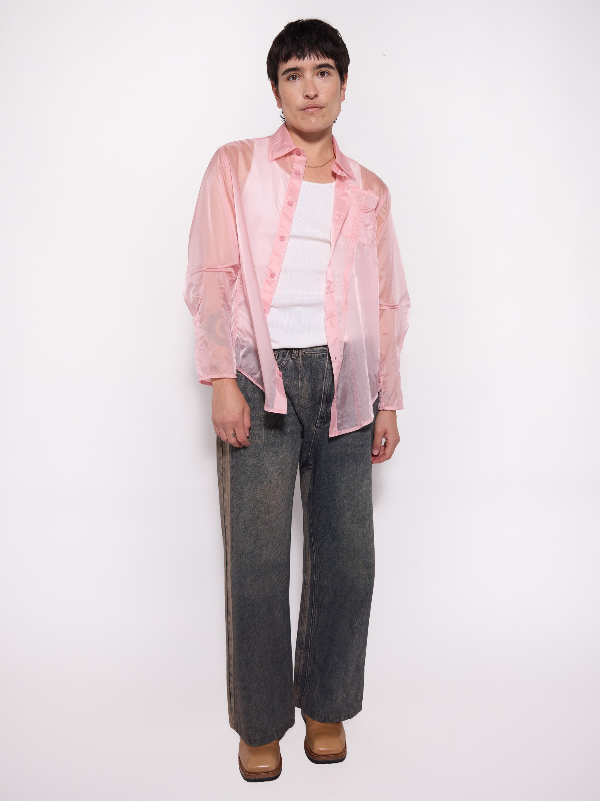 Acid Wash Dual Exposure Break Cut Flared Jeans