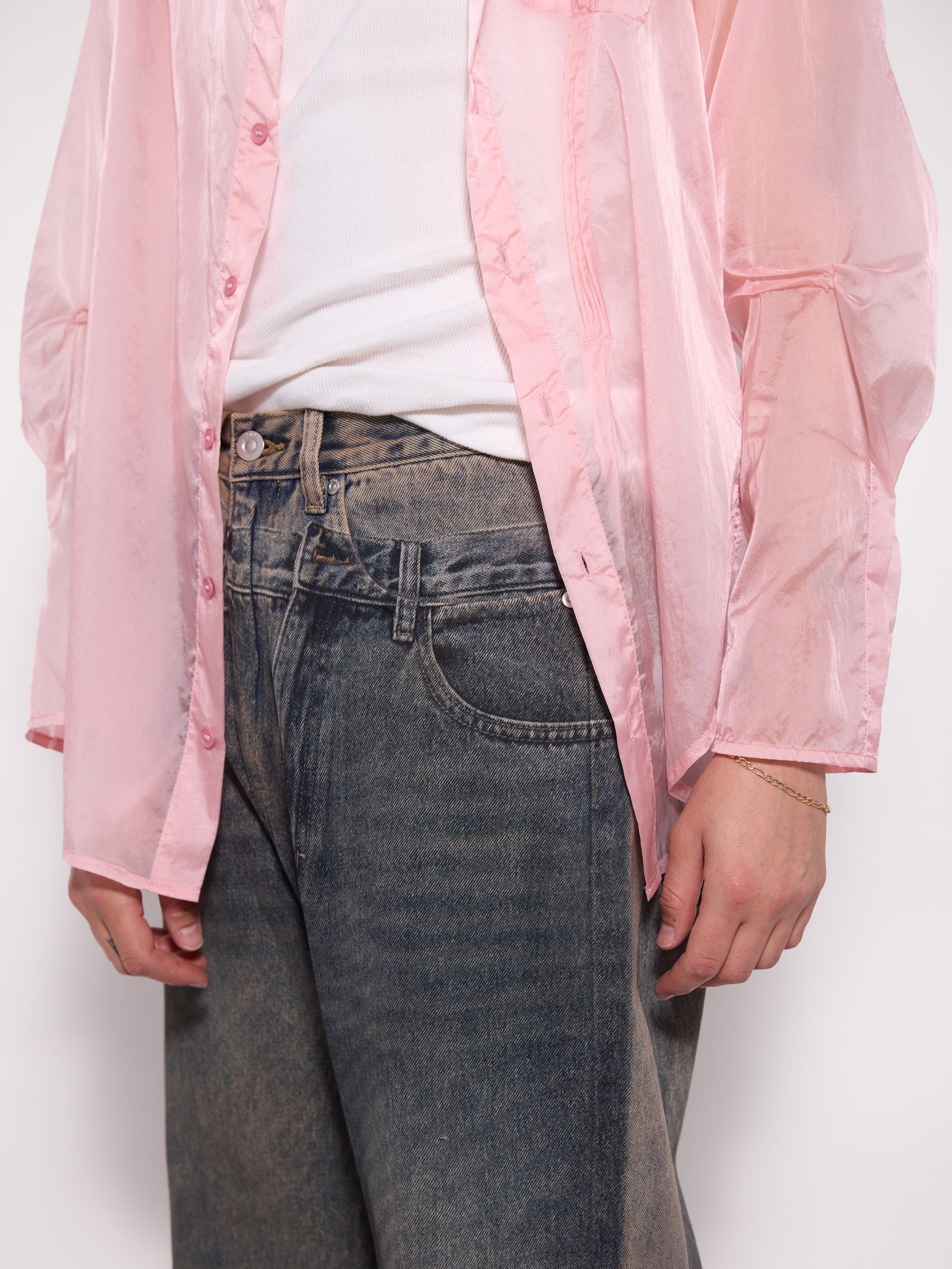 Acid Wash Dual Exposure Break Cut Flared Jeans