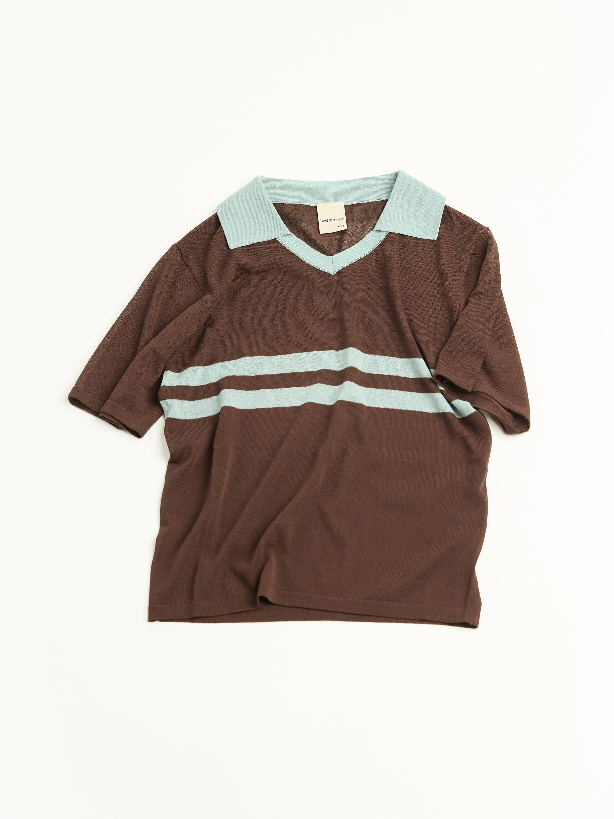 Shortsleeve Stripe Polo Sweater