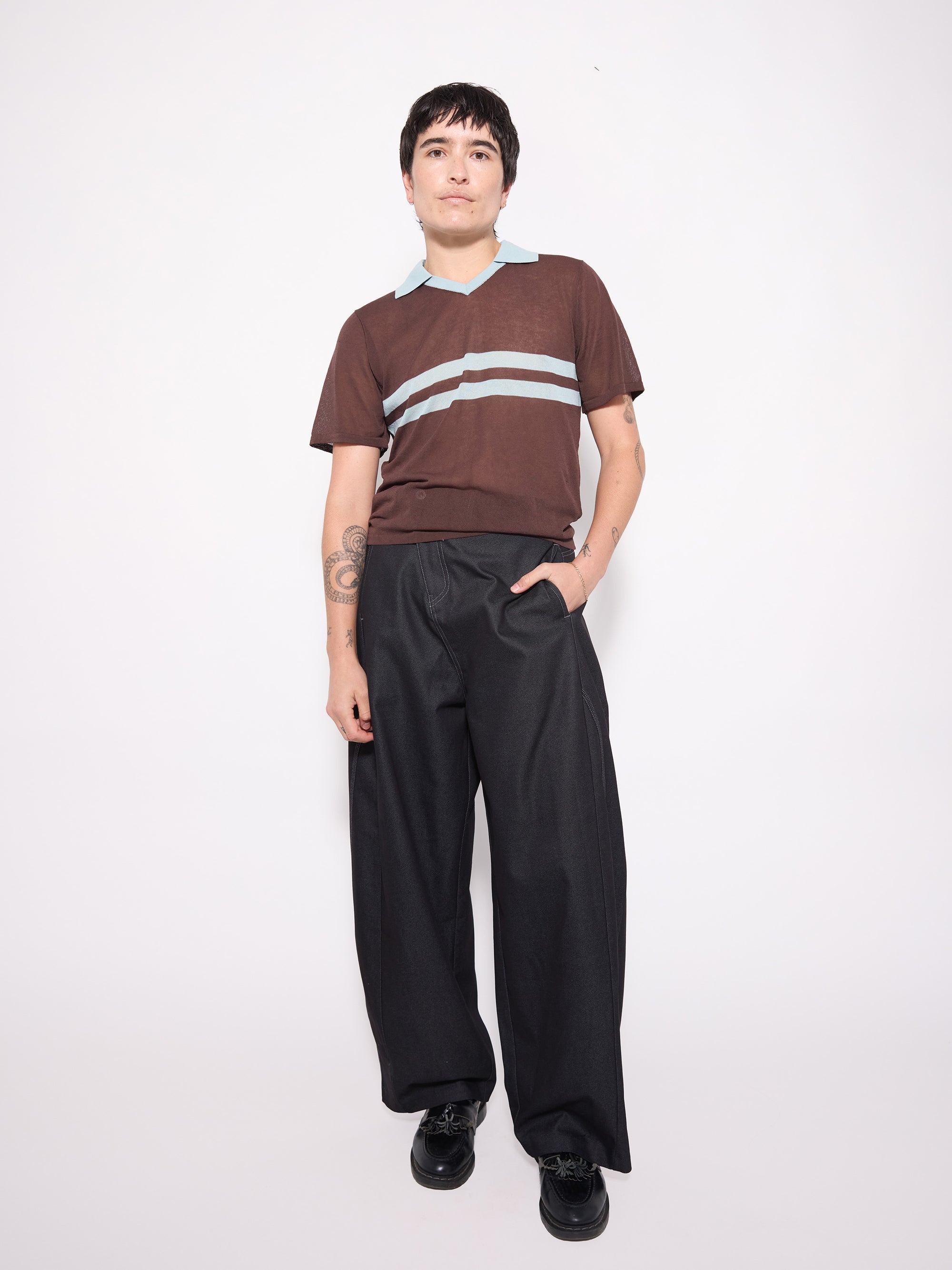 Slant Denim Wide Pants