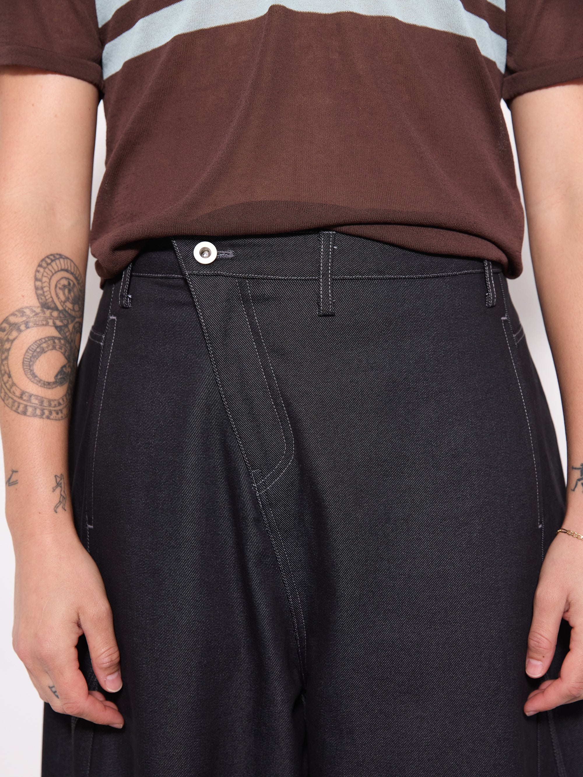 Slant Denim Wide Pants