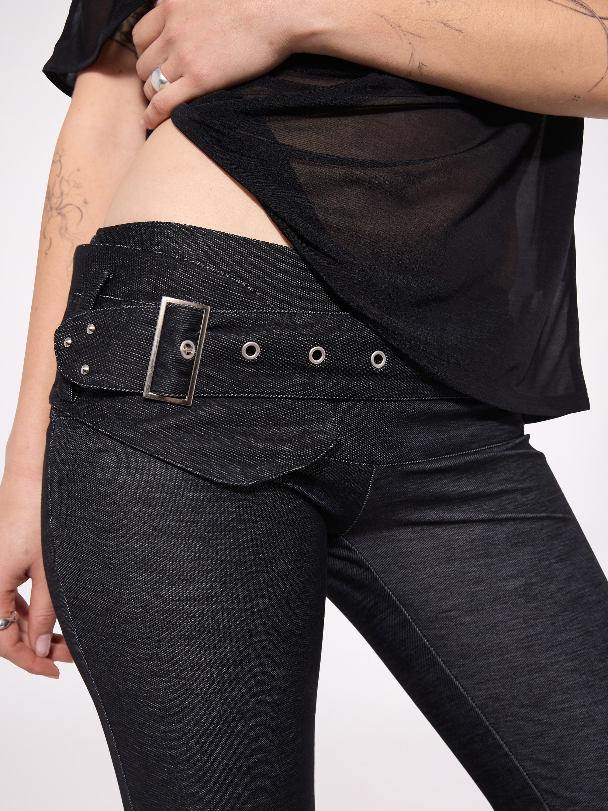 Black Buttonline Long Pants