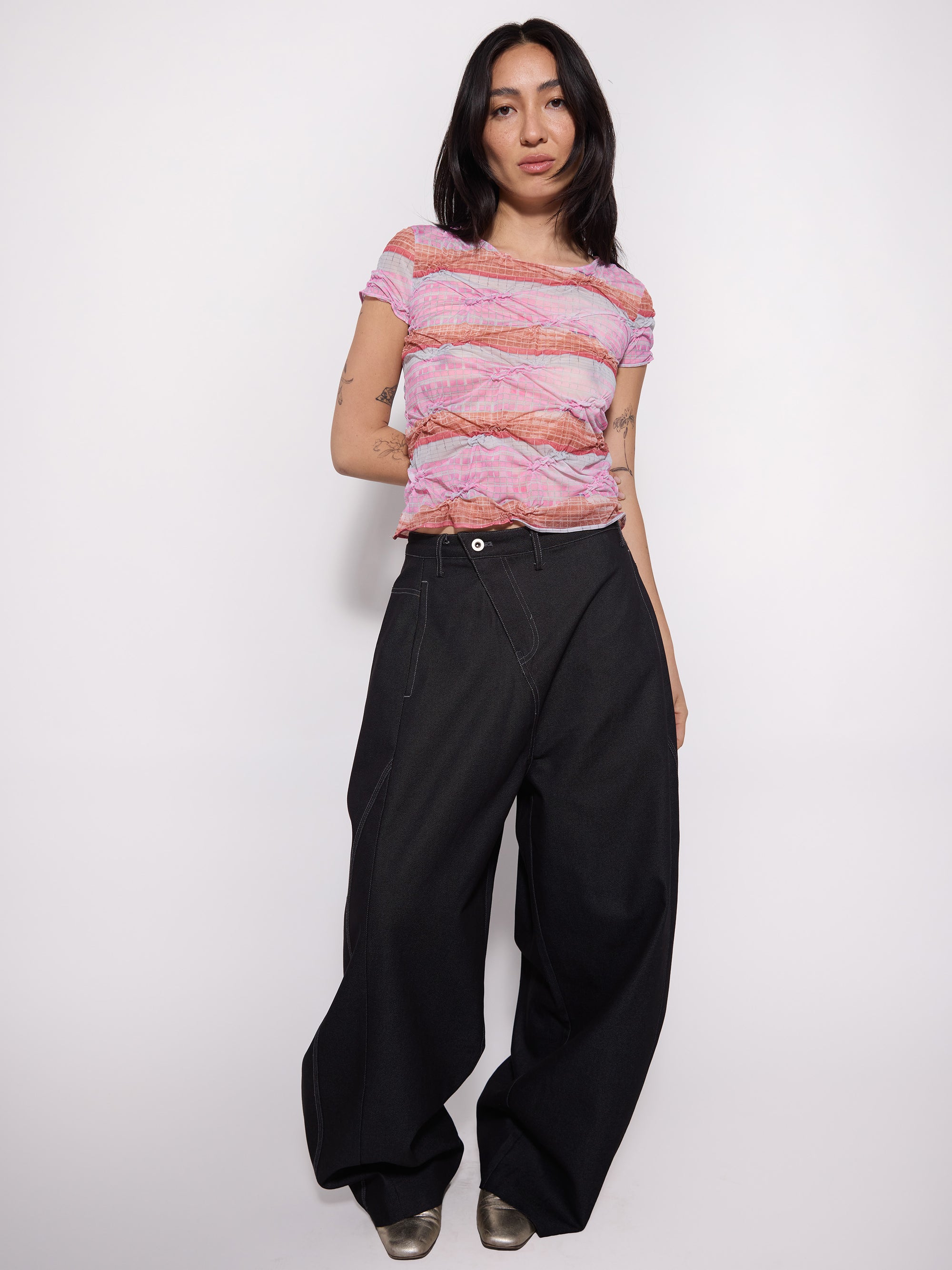 "SURF" Printed & Smocked T-Shirt