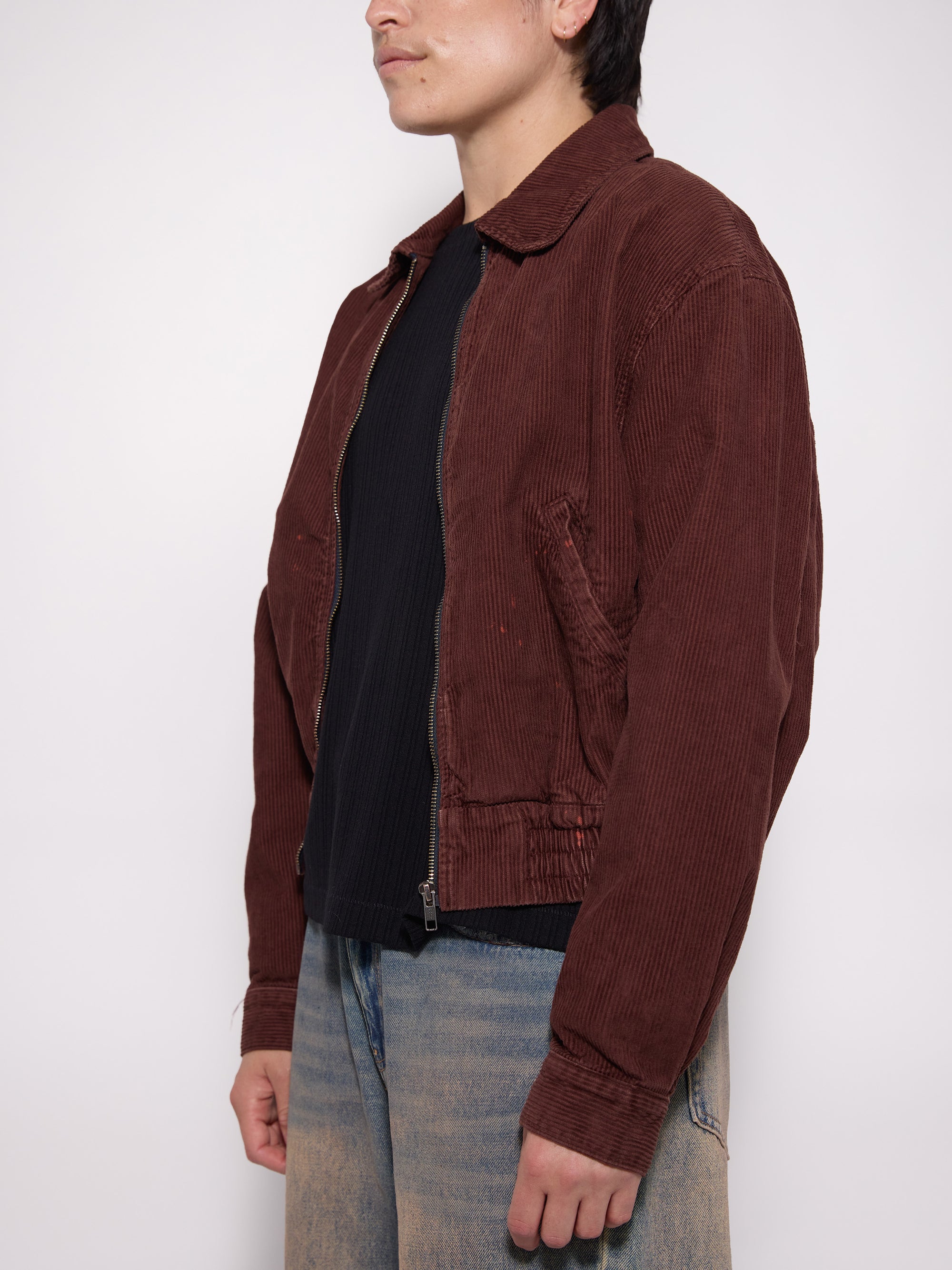 Washed Corduroy Shrunken Track Jacket