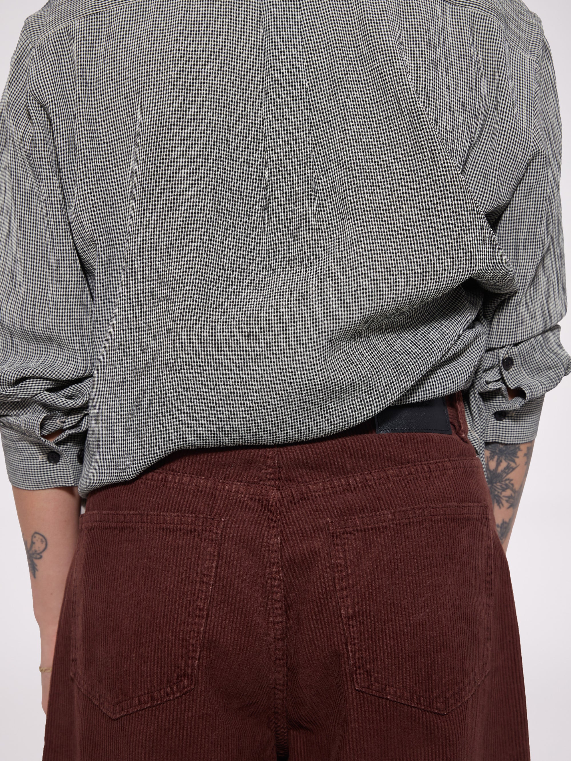 Brown Washed Bleached Corduroy Destroyed Cut Out Shorts