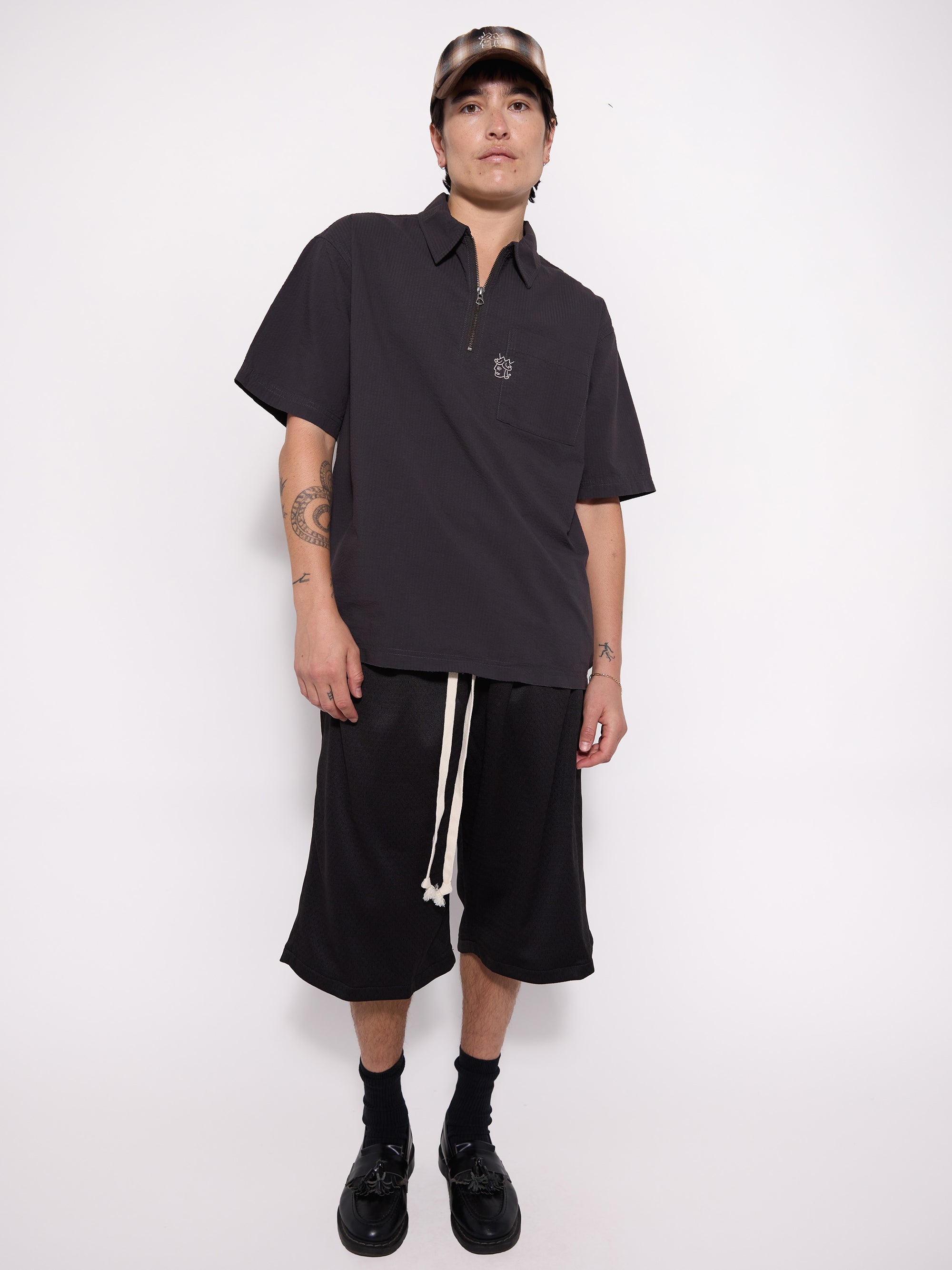 Seersucker Quarter Zip Shirt