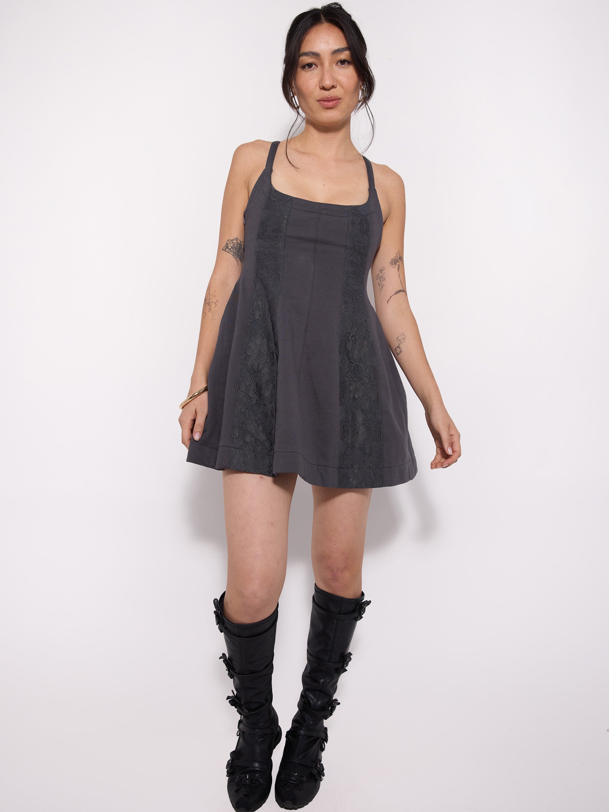 Gray Lace Shortcake Dress