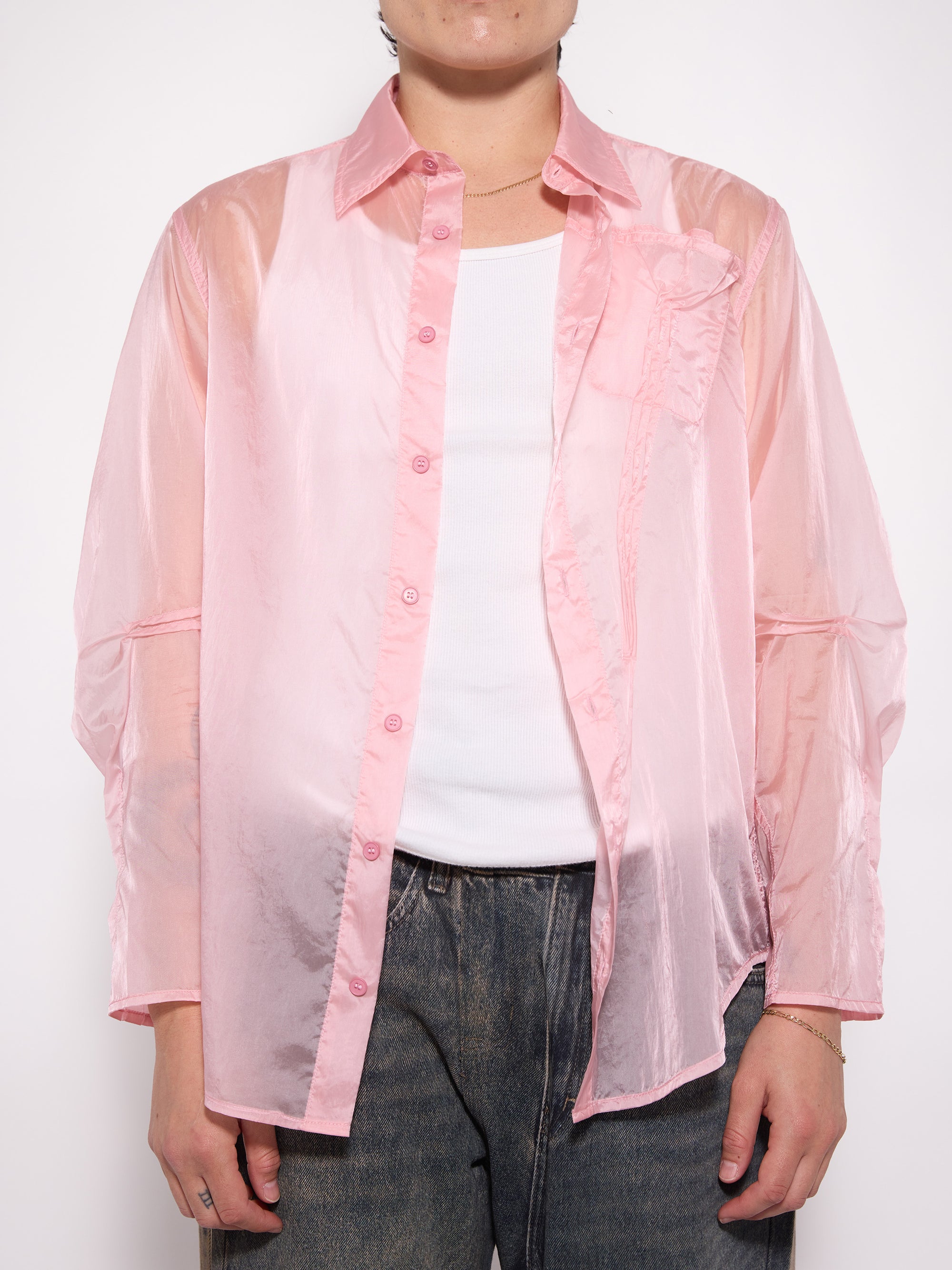 "AURA" Sheer Pleated Shirt