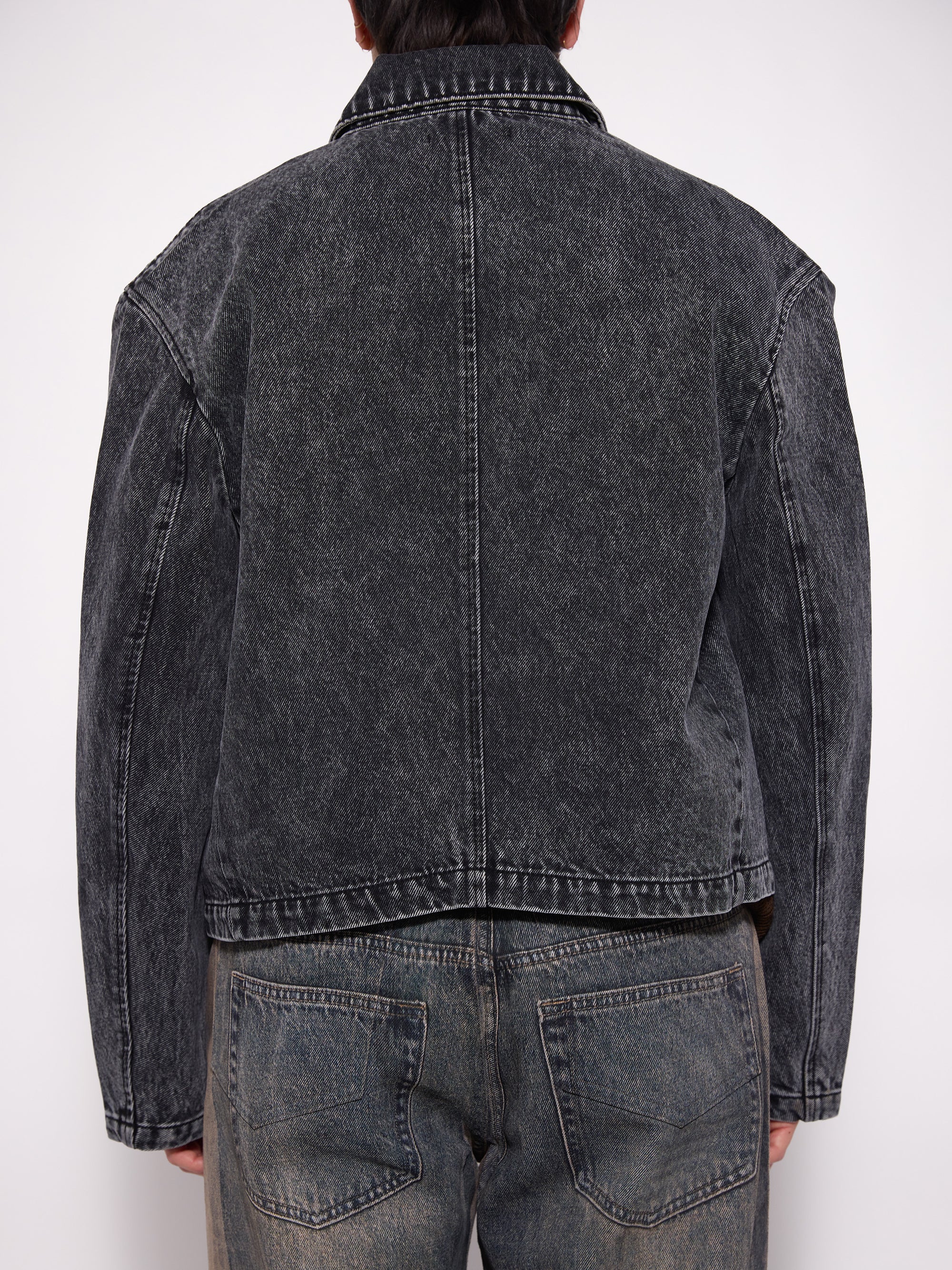 Acid Washed Denim Tilt Zip Jacket