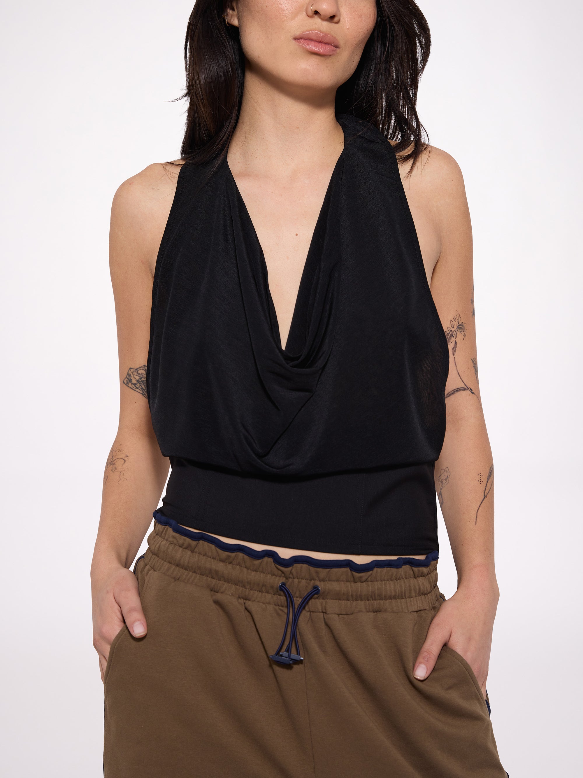 Cowl Neck Halter Tie Top