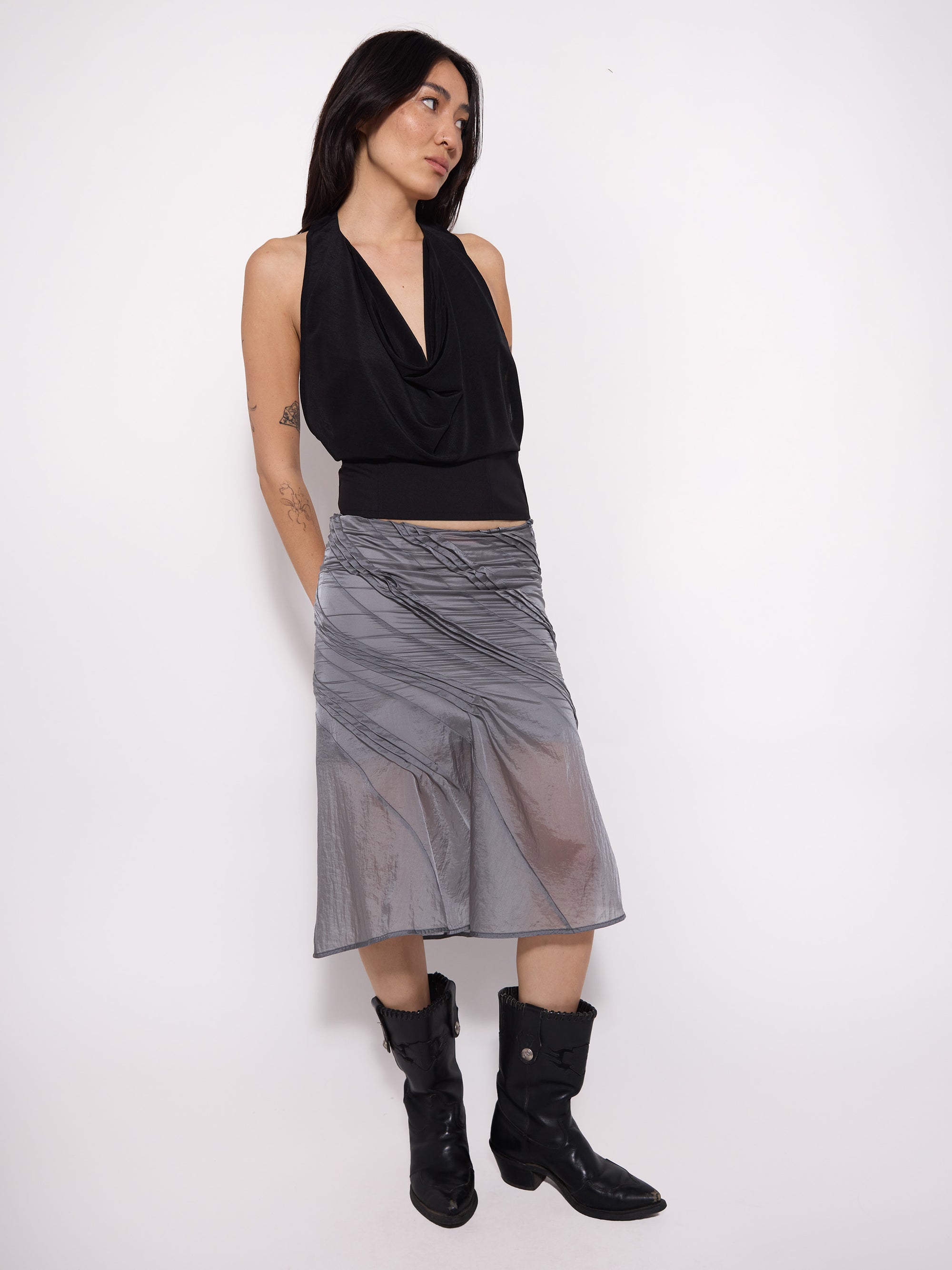 "VANISH" Sheer Pleated Skirt