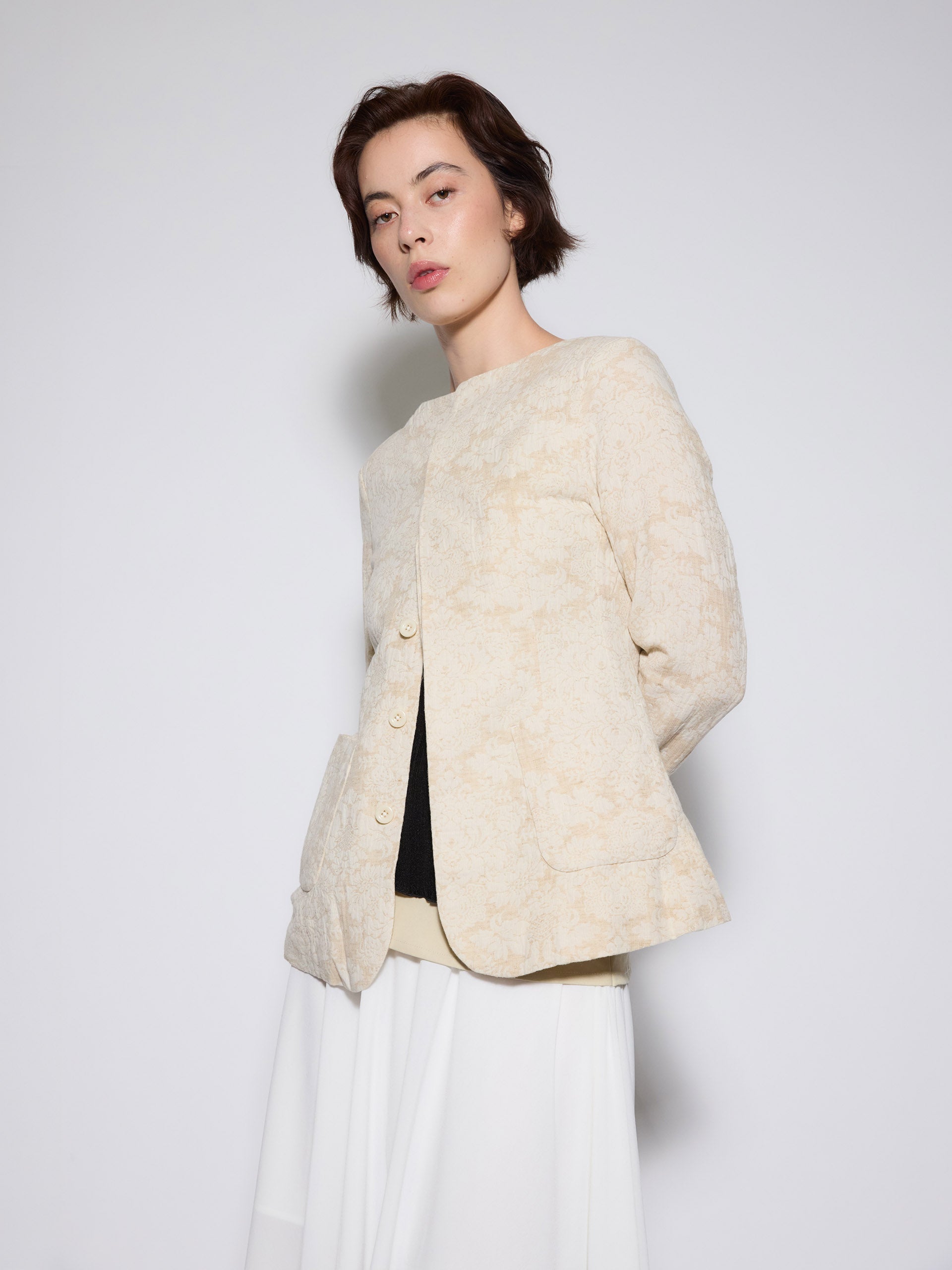 Jacquard Boat Neck Jacket