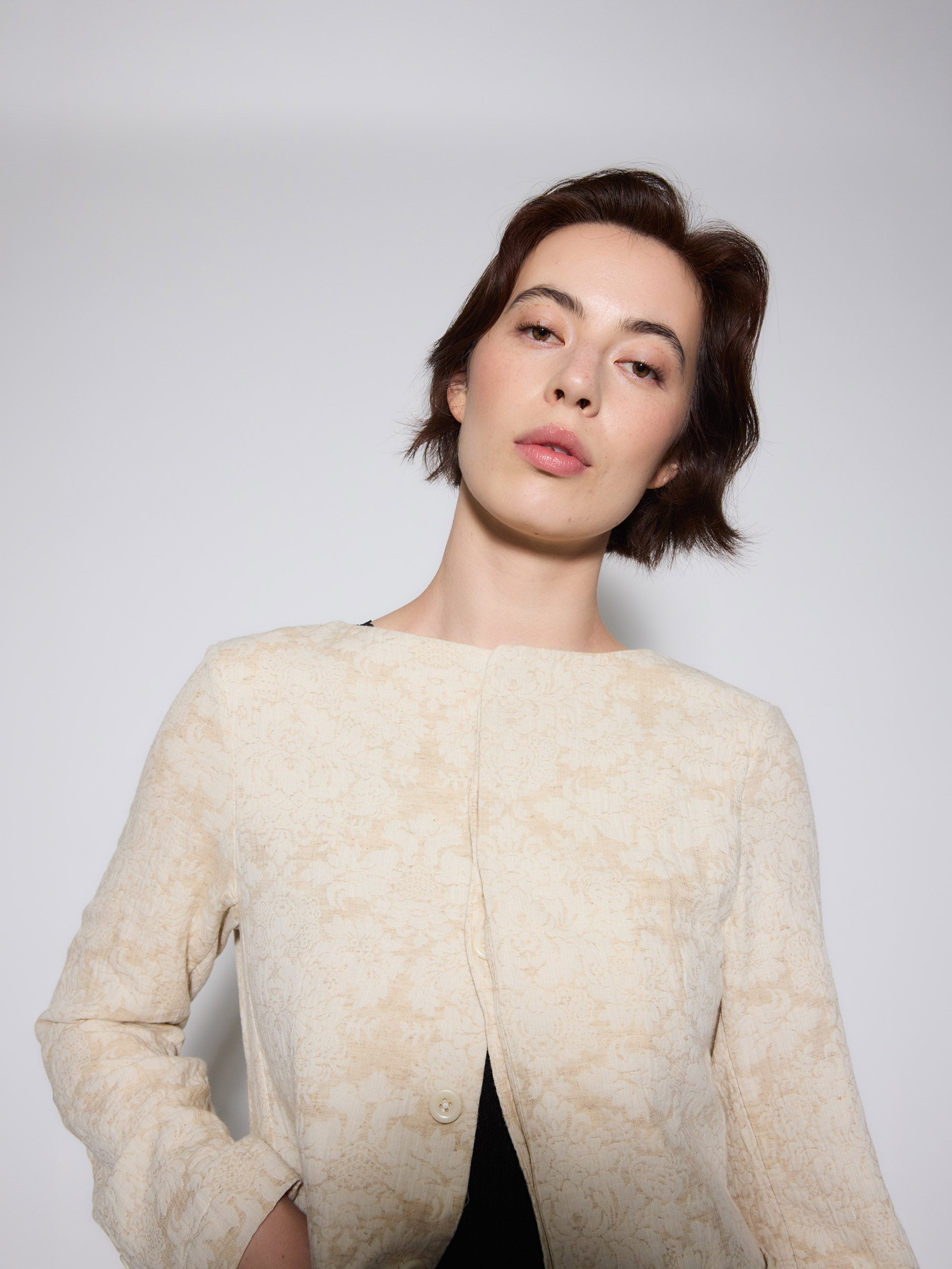 Jacquard Boat Neck Jacket