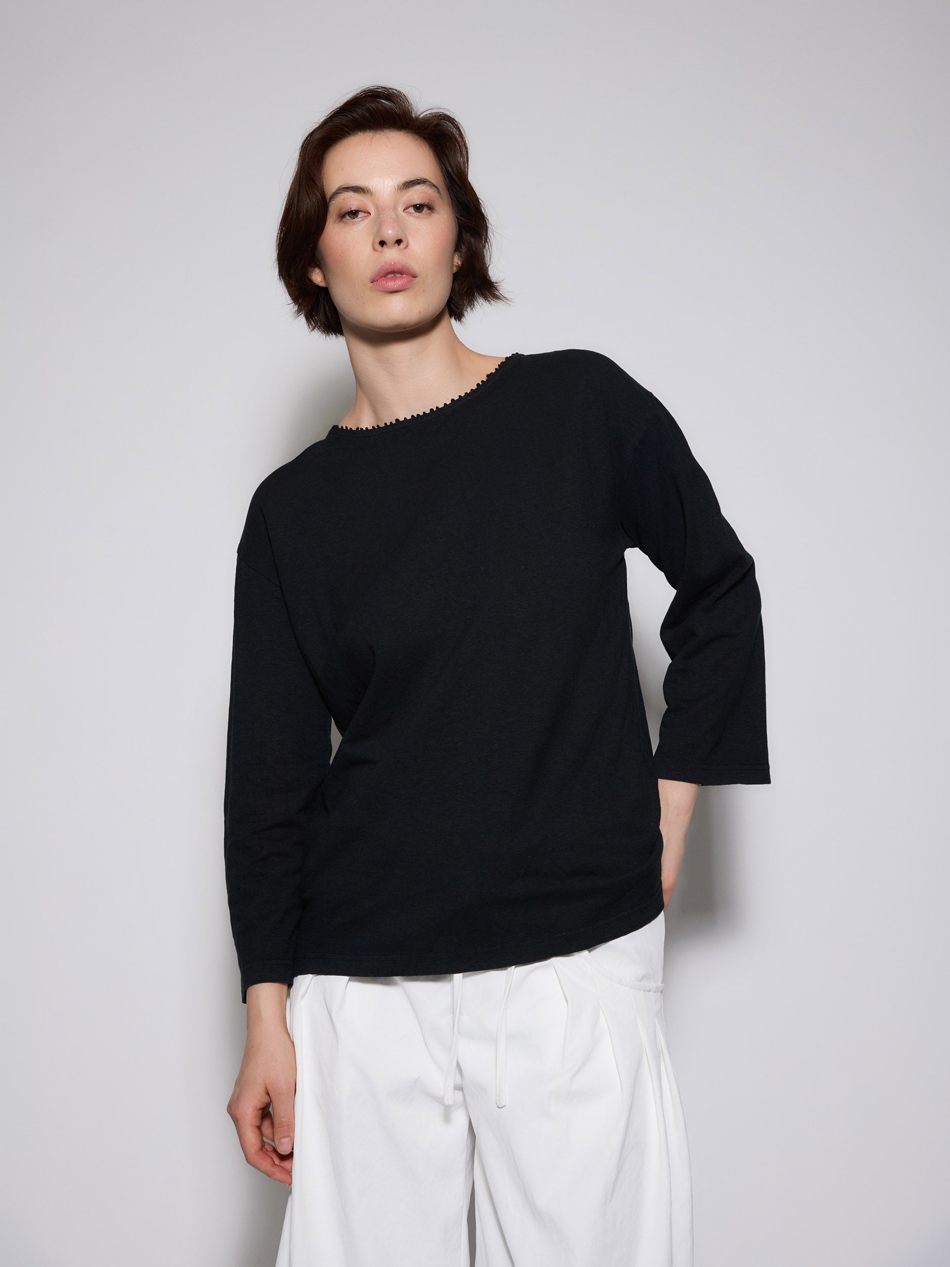 Natural Dye Hand Embroidery Jersey Long Sleeve T-shirt
