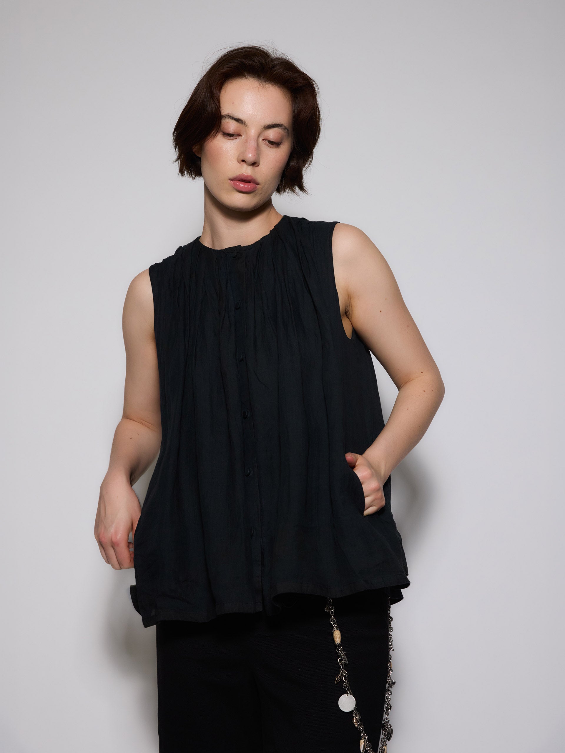 Natural Dye Pleated Balloon Vest