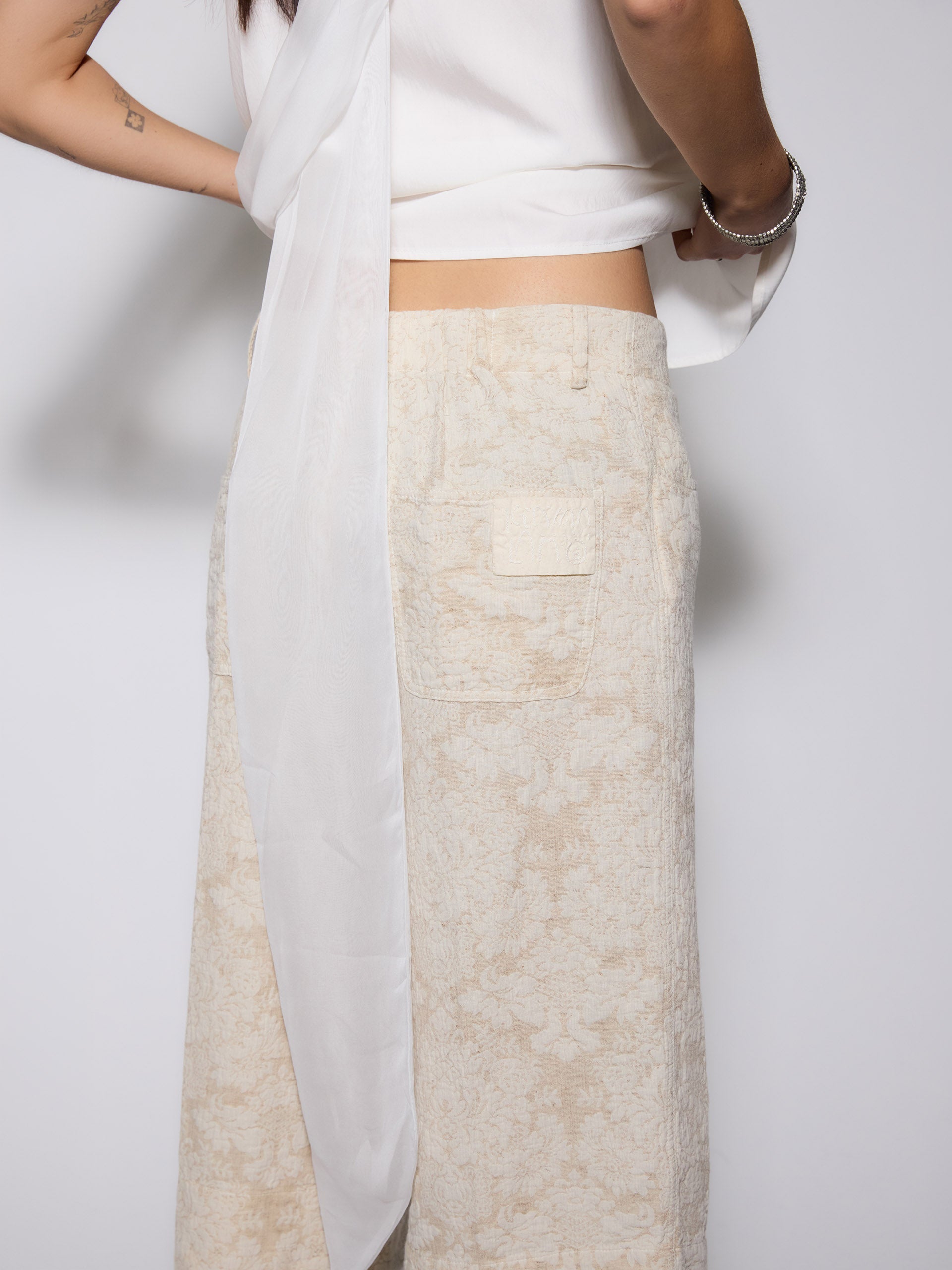 Jacquard Wide Capri Trousers