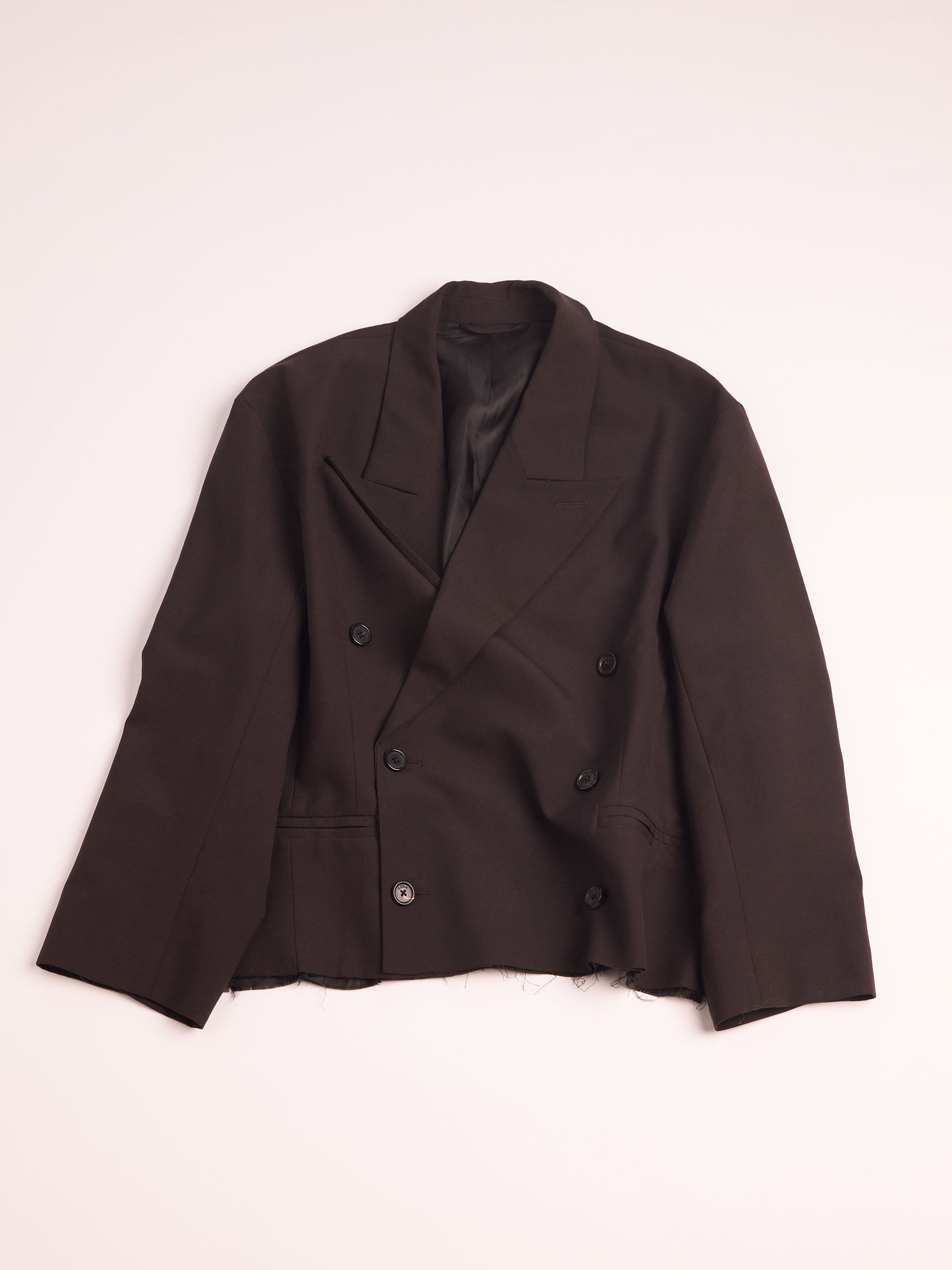 Wool Cut Off Double Breasted Lento Blazer
