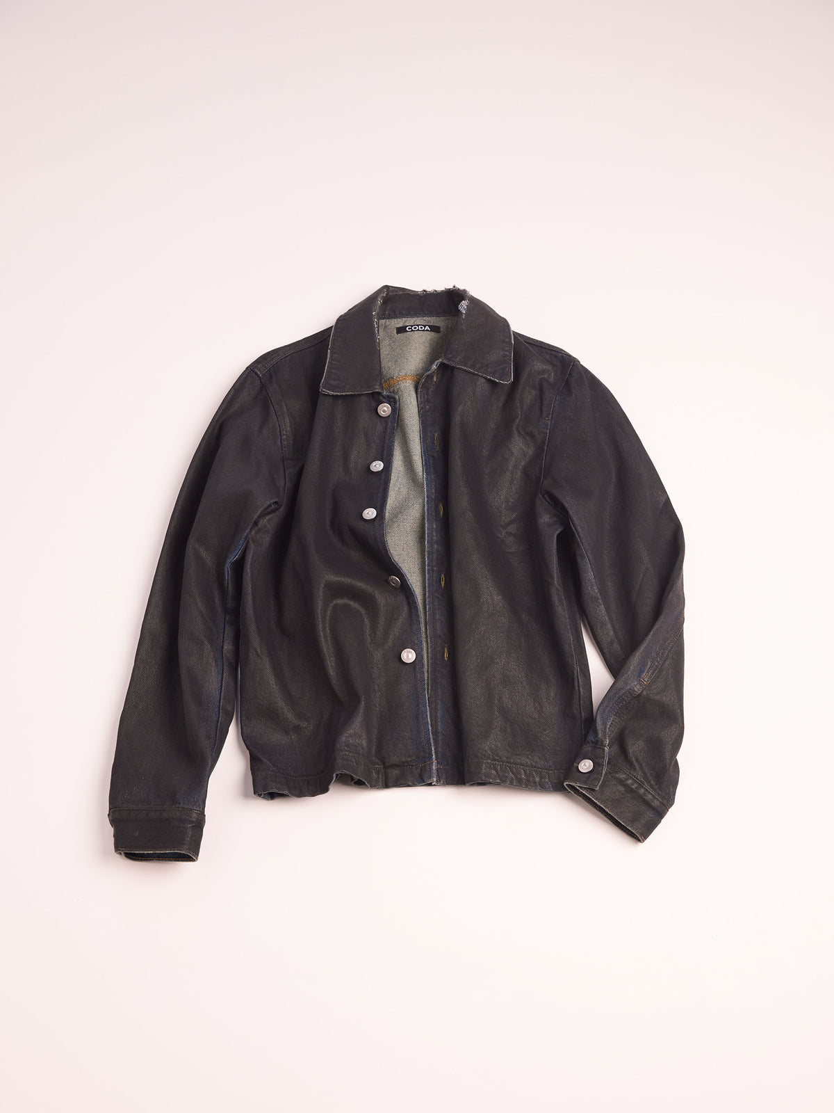 Waxed Offset Denim Tiered Jacket