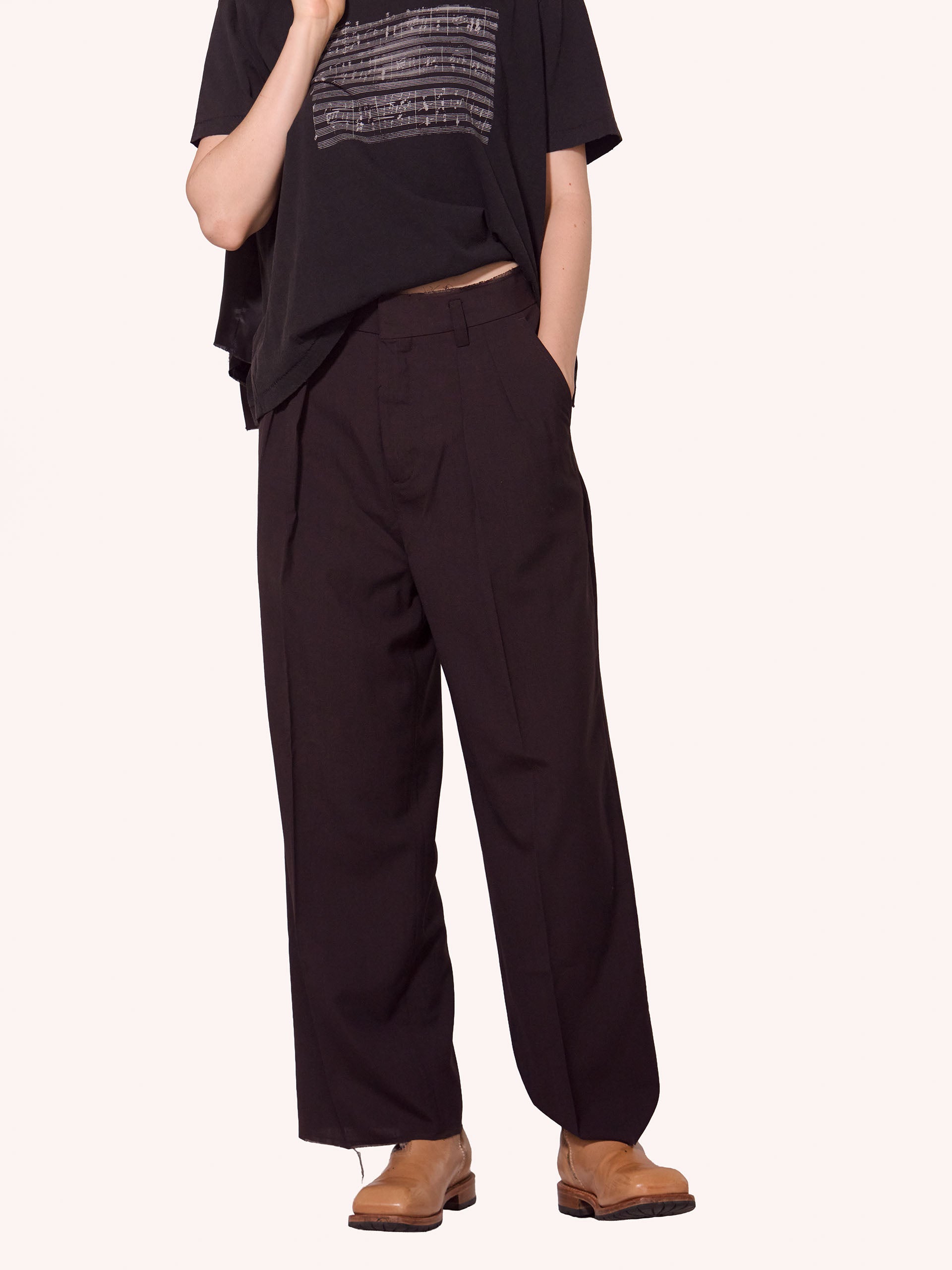 Wool Inverted Tucks Slacks