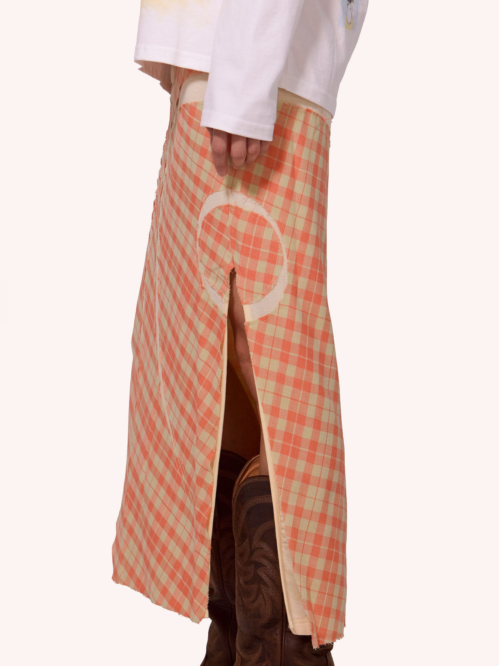 “VASE” PANELLED TARTAN SKIRT