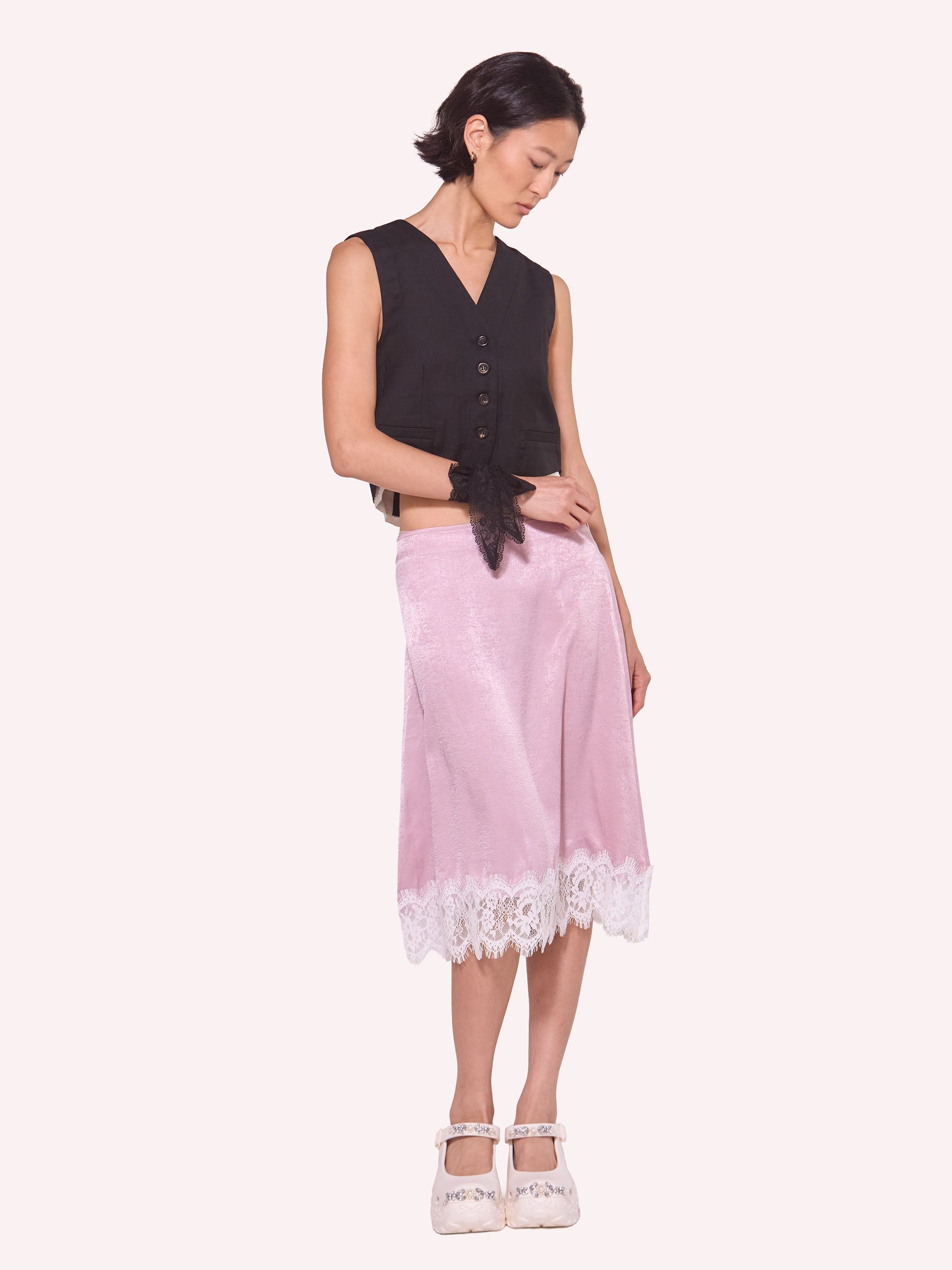 Raya Lace-Trim Midi Skirt