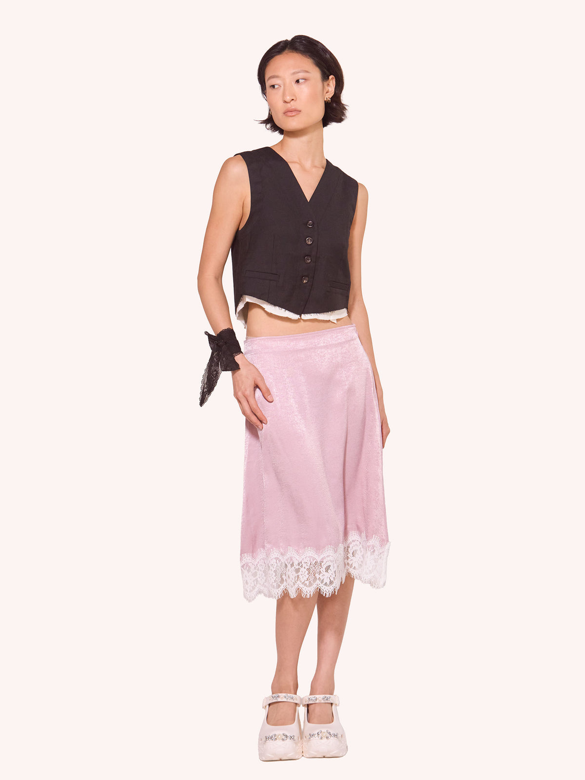 Raya Lace-Trim Midi Skirt
