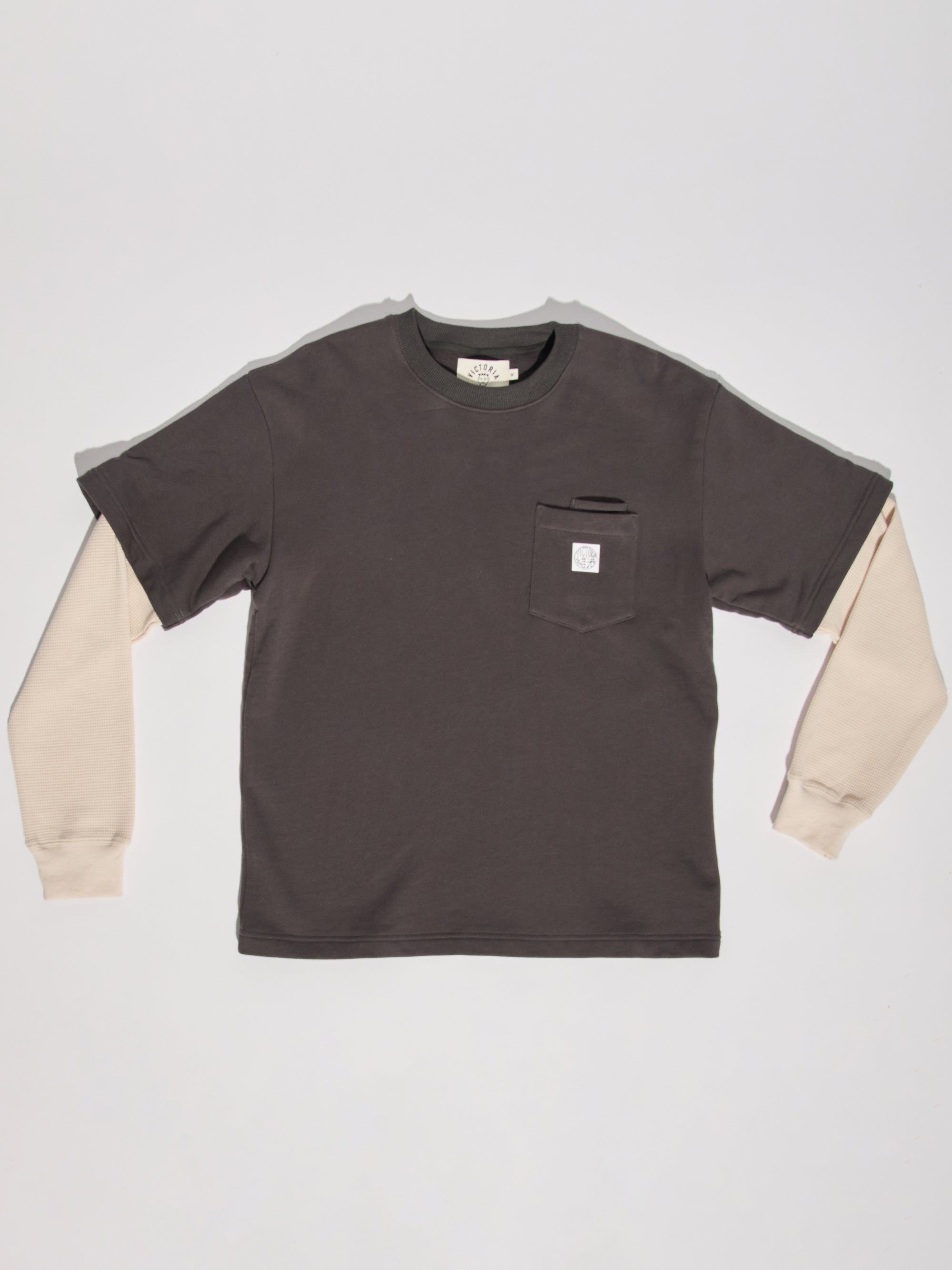 Waffle Sleeve Double Pocket Tee