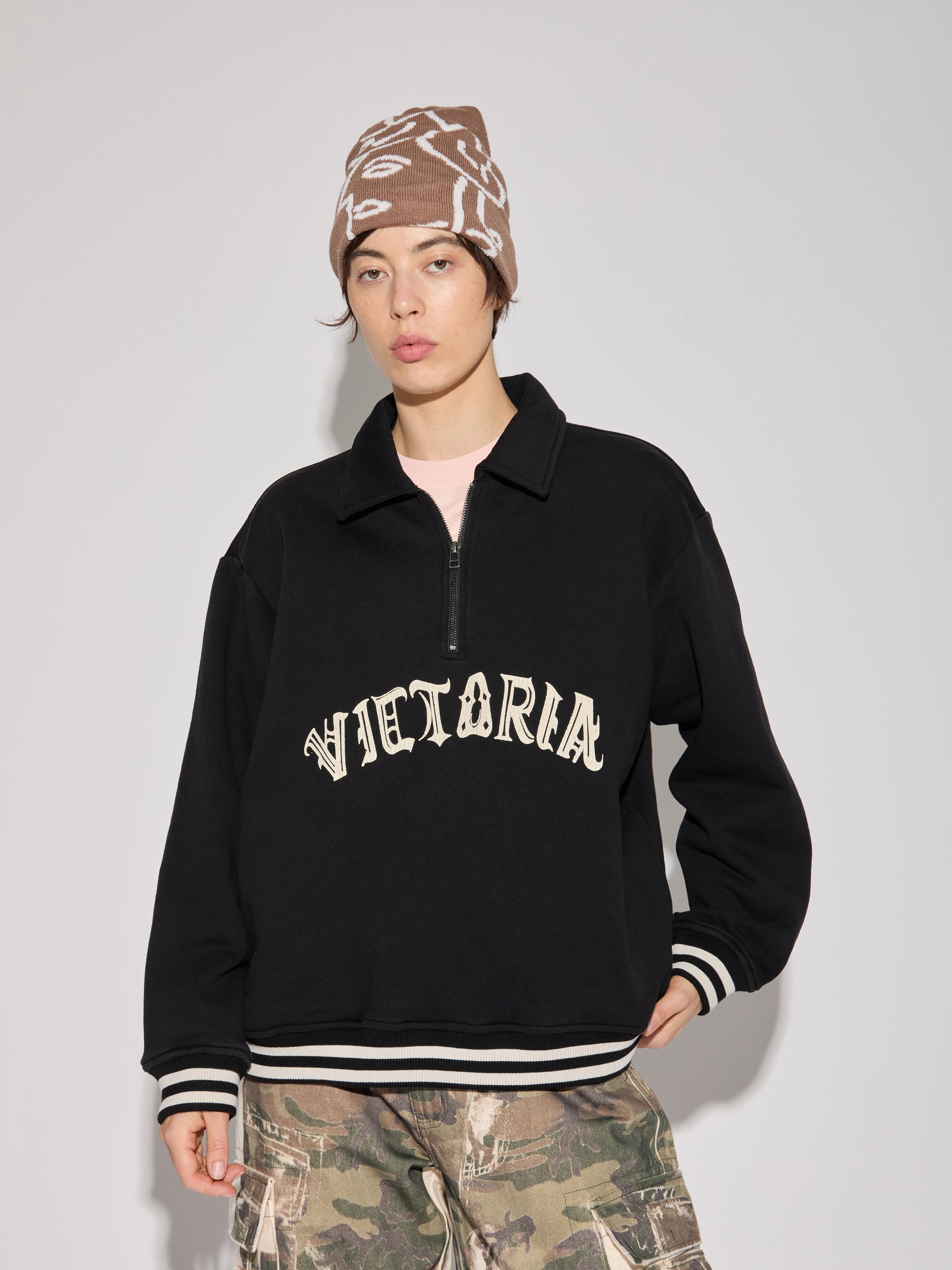 Handdrawn Gothic Half Zip Sweatshirt