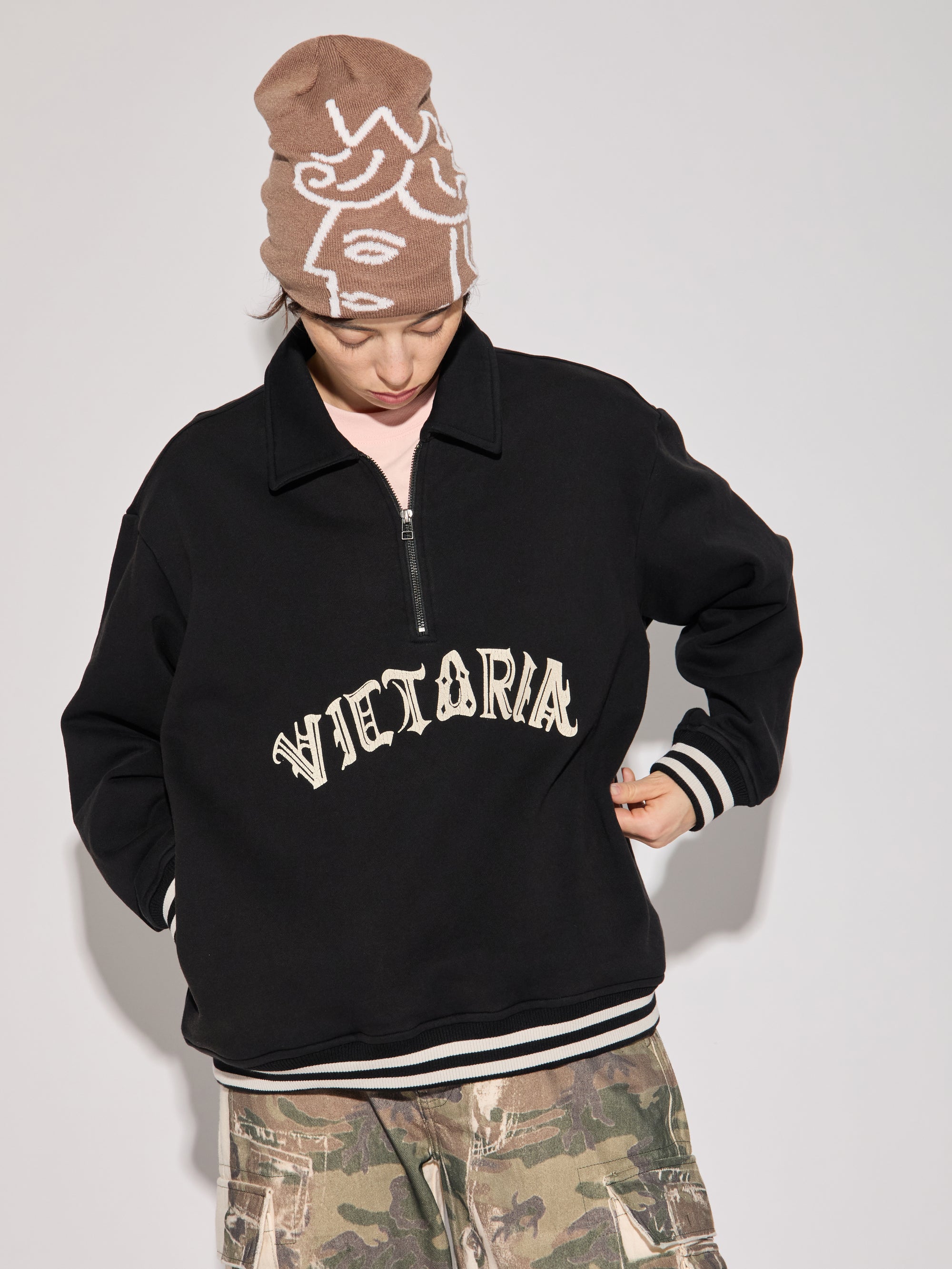Handdrawn Gothic Half Zip Sweatshirt