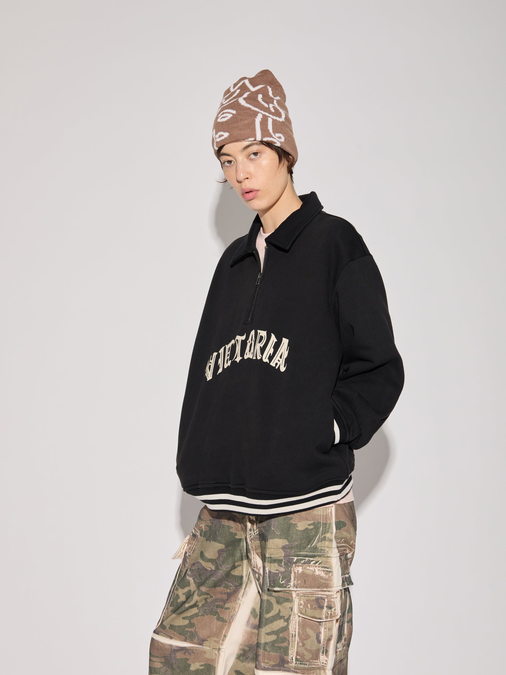 Handdrawn Gothic Half Zip Sweatshirt