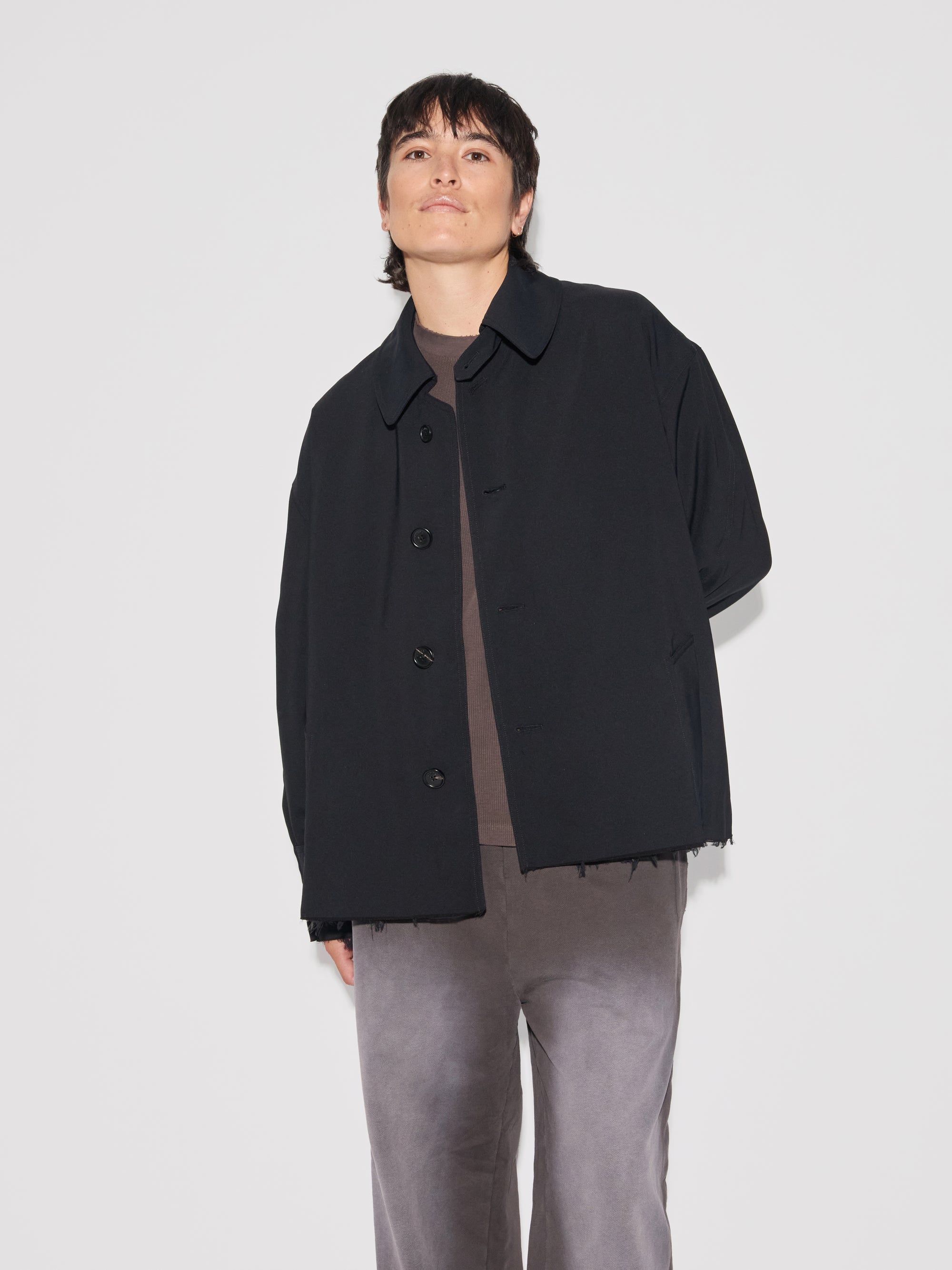 Dissolved Cut Out Balmacaan Coat