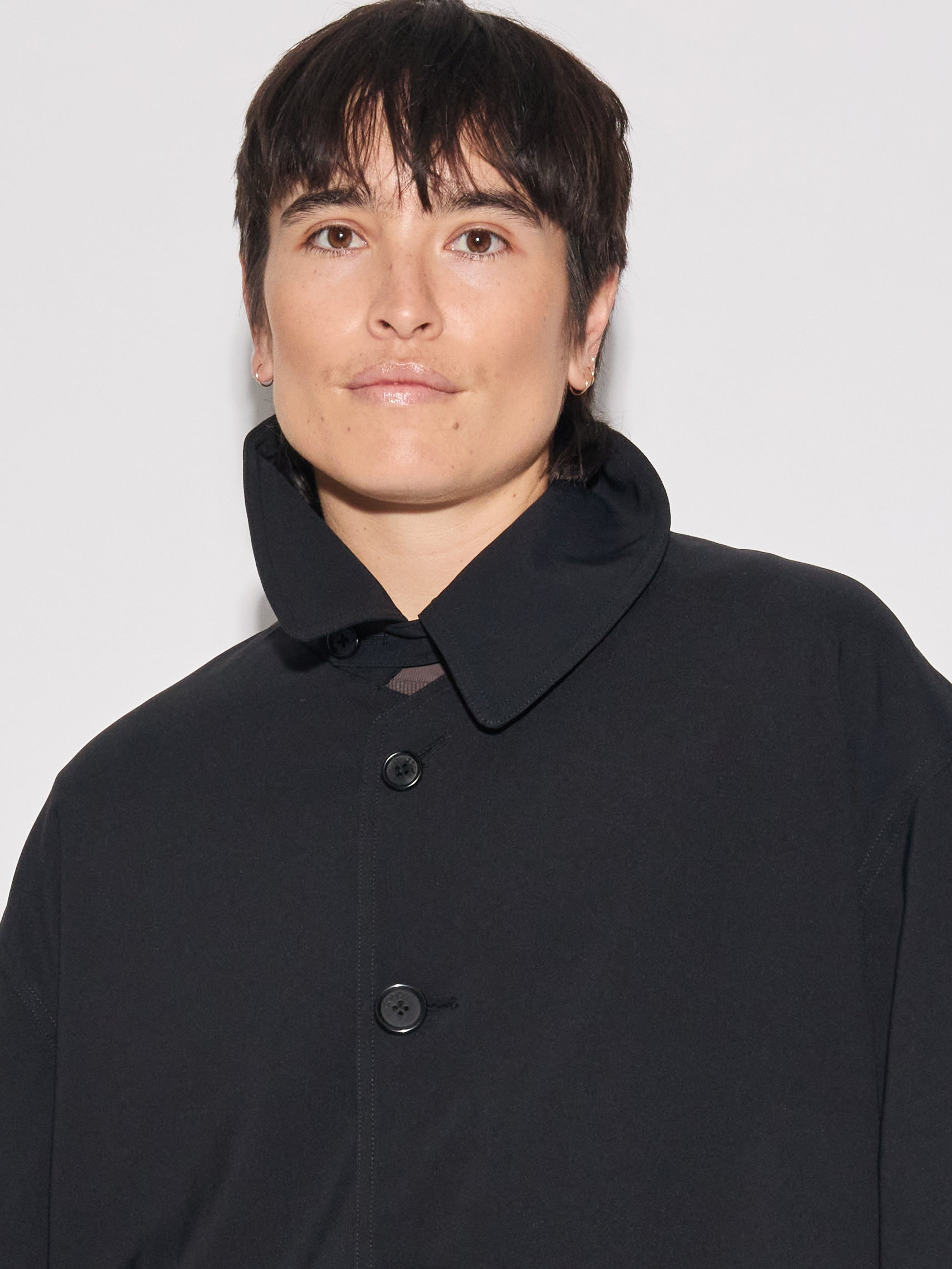 Dissolved Cut Out Balmacaan Coat