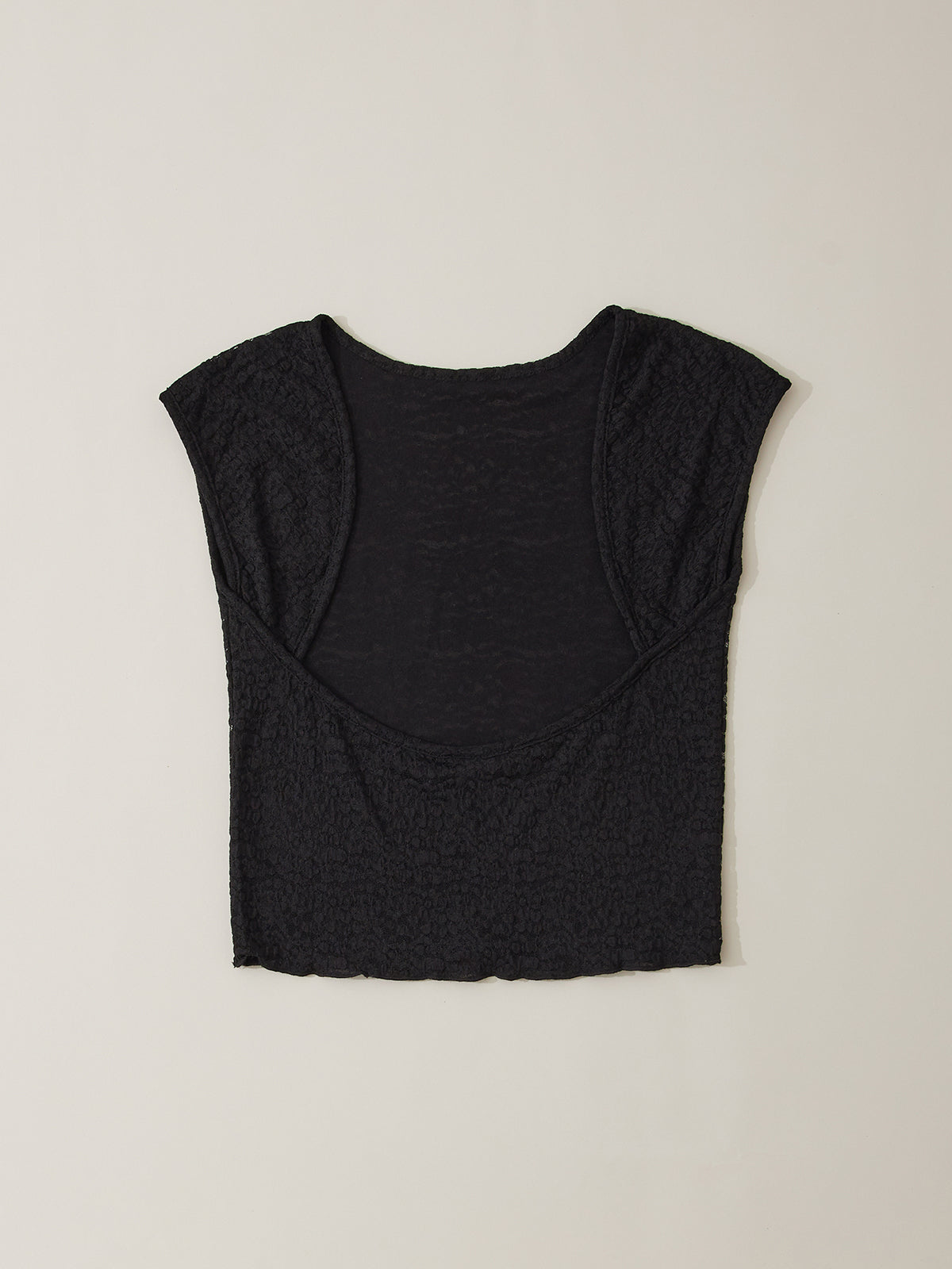 Crepe Mesh Backless Tee