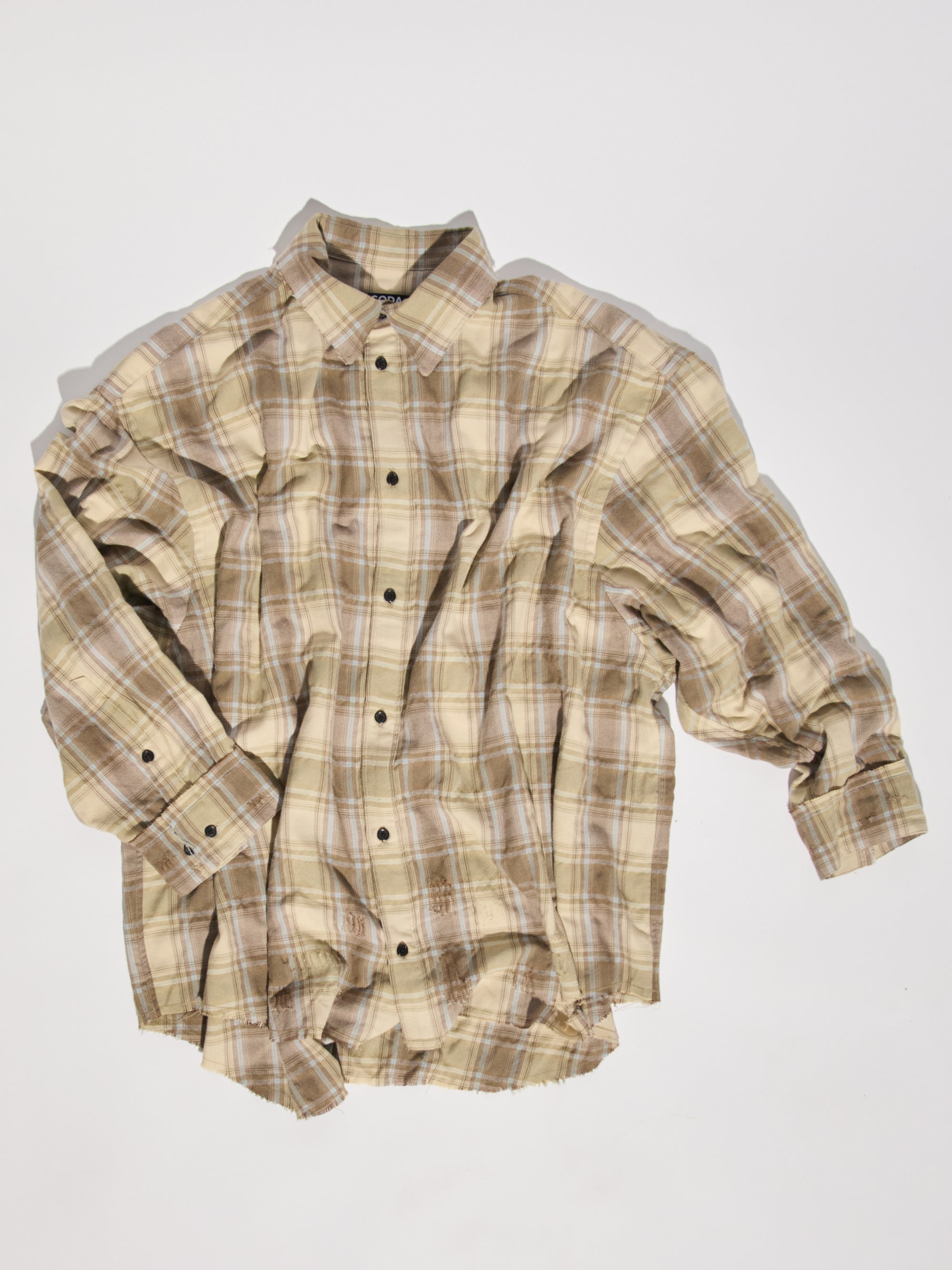 Checked Washed Thrashed Structured Shirt